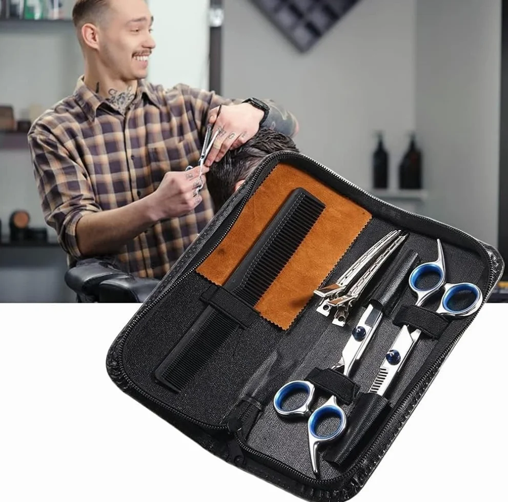 Ciseaux De Coiffure Professionnels 7 Pièces Kit Acier Inoxydable Pour Cheveux Barbier Gaucher