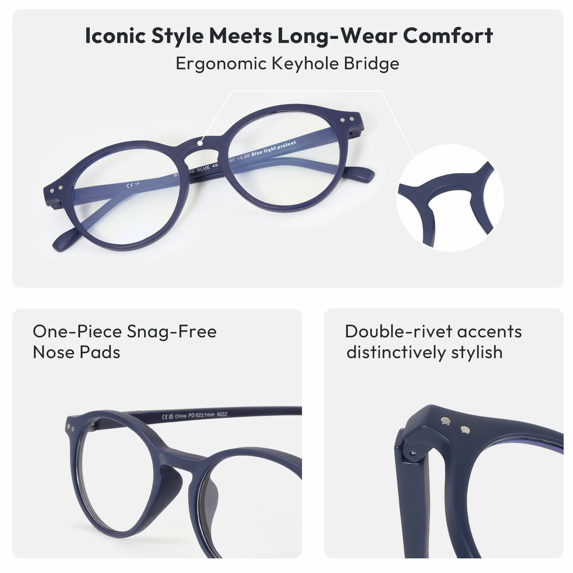 ZENOTTIC Lunettes de lecture Anti-lumière bleue Anti-reflets Ultra légères Cadre rond Vintage Rétro 0.0 1.0 1.5 2.0 2.5 3.0 3.5