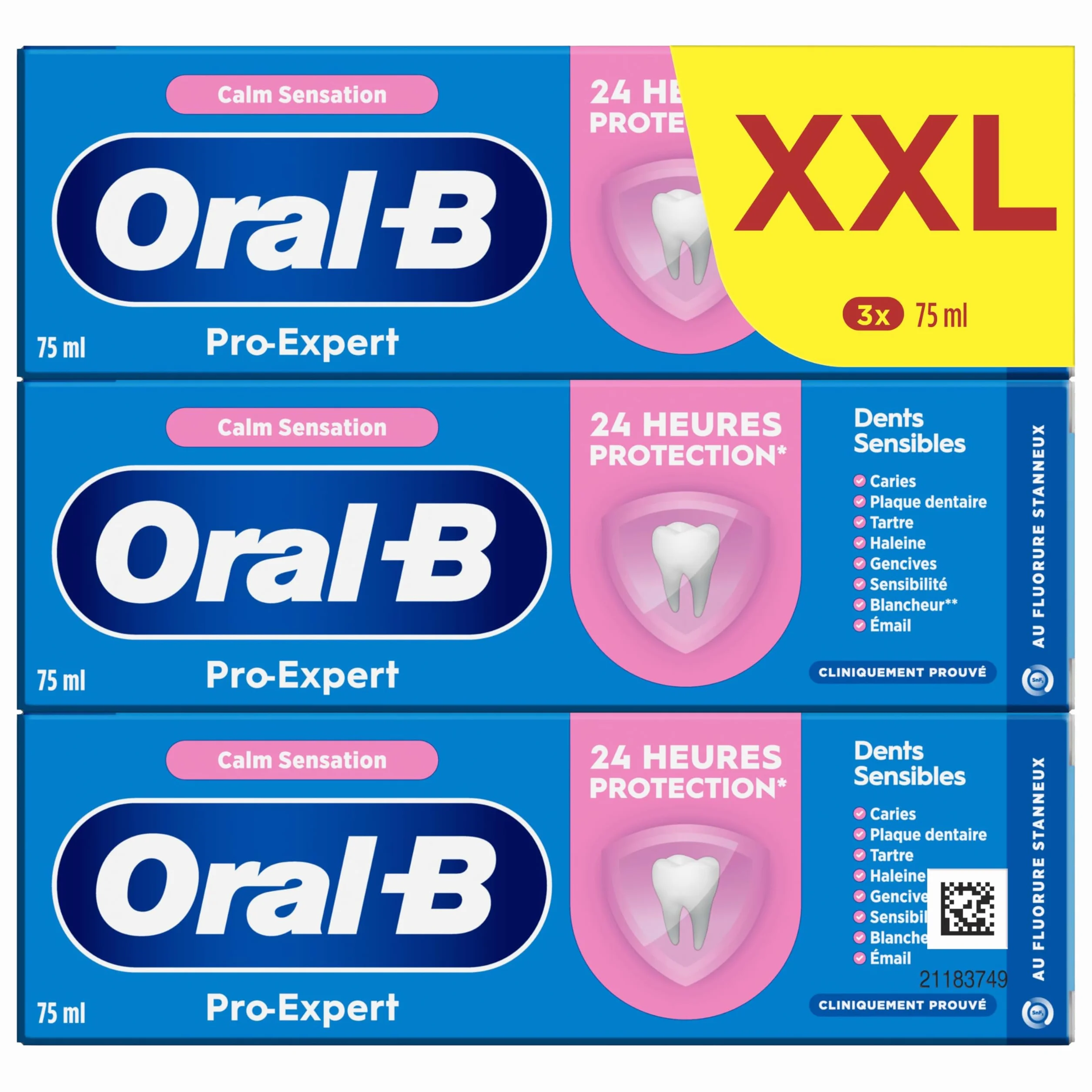 Oral-B Dentifrice Pro-Expert Calm Sensation Dents Sensibles Protection Gencives Lot de 3