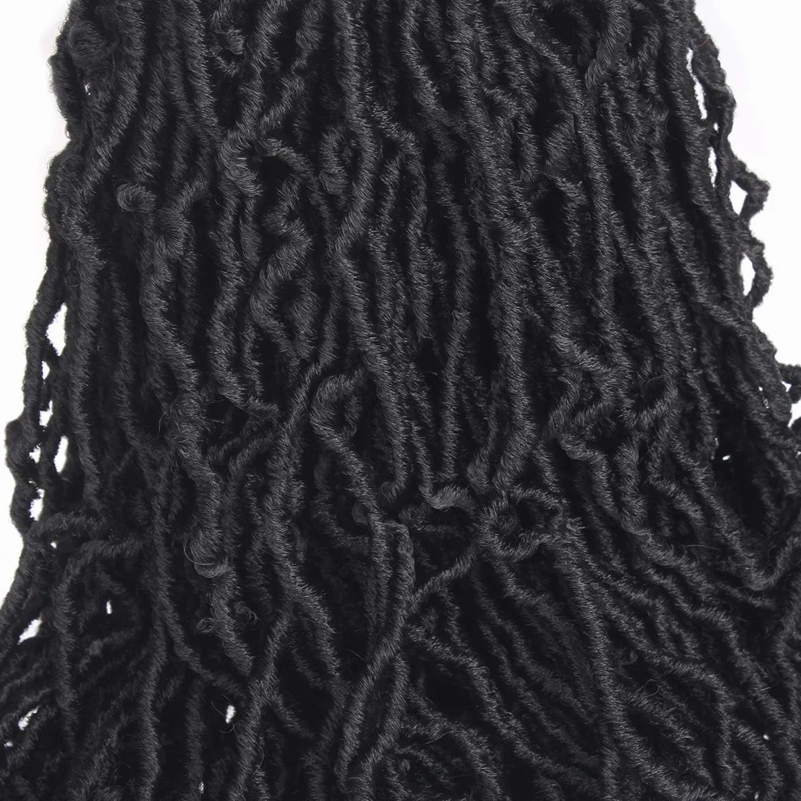 Xtrend 7 Packs 30 Pouces Nu Faux Locs Crochet Cheveux Longs Brun Foncé Pré-bouclé Déesse Faux Locs Tresses Extensions de Cheveux 1B