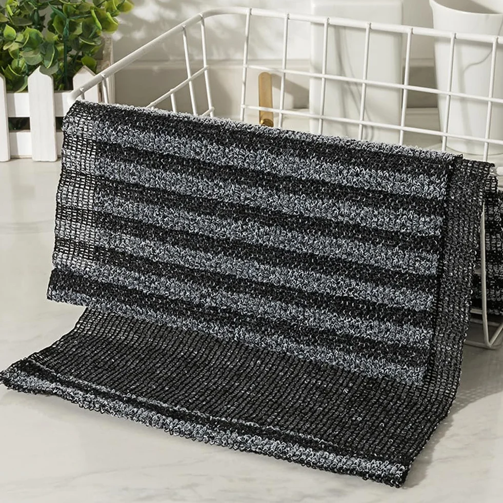 Serviette De Douche Exfoliante Ecovia, Fibres De Bambou Et Charbon Actif, Séchage Rapide