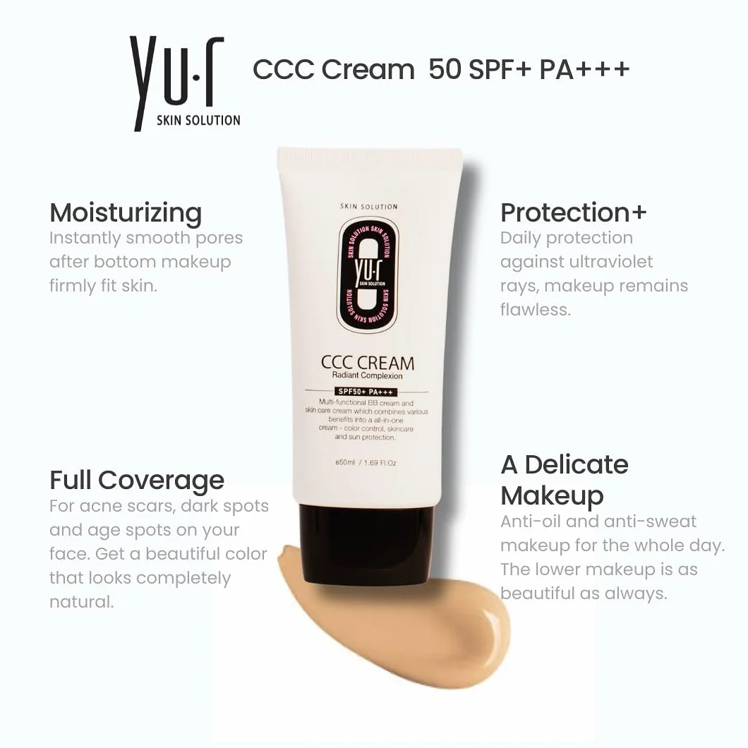 Yu.r CCC Crème SPF50+ PA+++ 3 en 1 CC Protection UV Hydratation Coloration Naturelle 50 ml