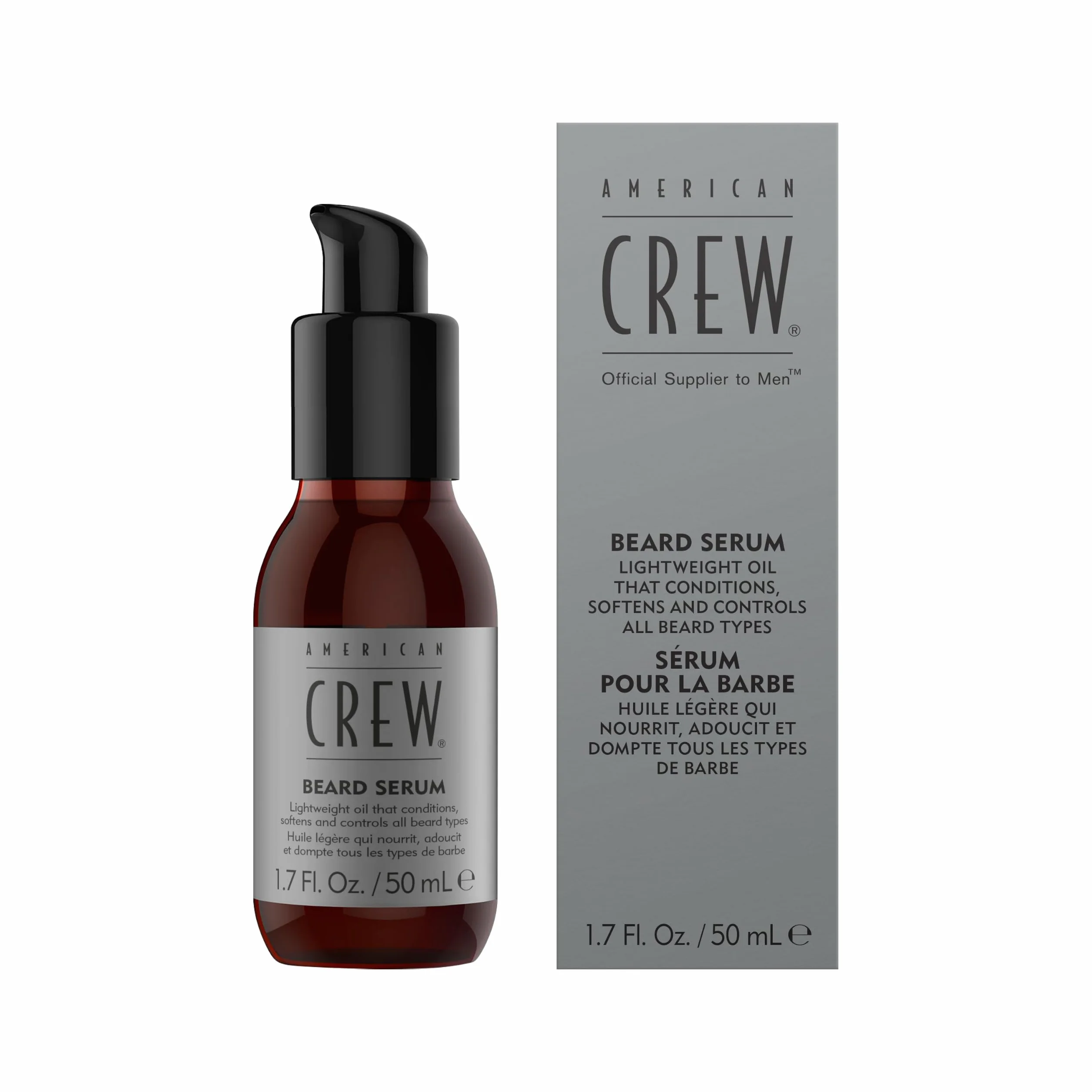 American Crew - Beard Serum - Huile Barbe Nourrissante - Soin Barbe Homme - Formule Légère et Non Grasse - Soin du Visage - Huile pour Barbe Souple et Soyeuse - 50ml