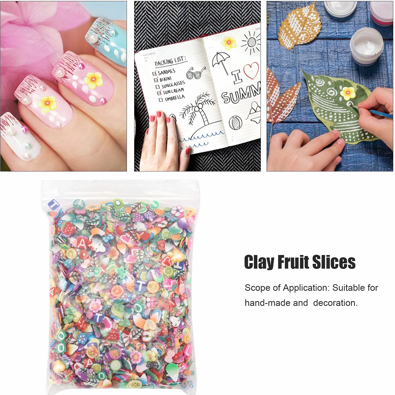 Fruits Tranches D'art D'ongle 3000 Pièces, Pâte Polymère pour Ongles Bricolage, Argile Imperméable pour Artisanat