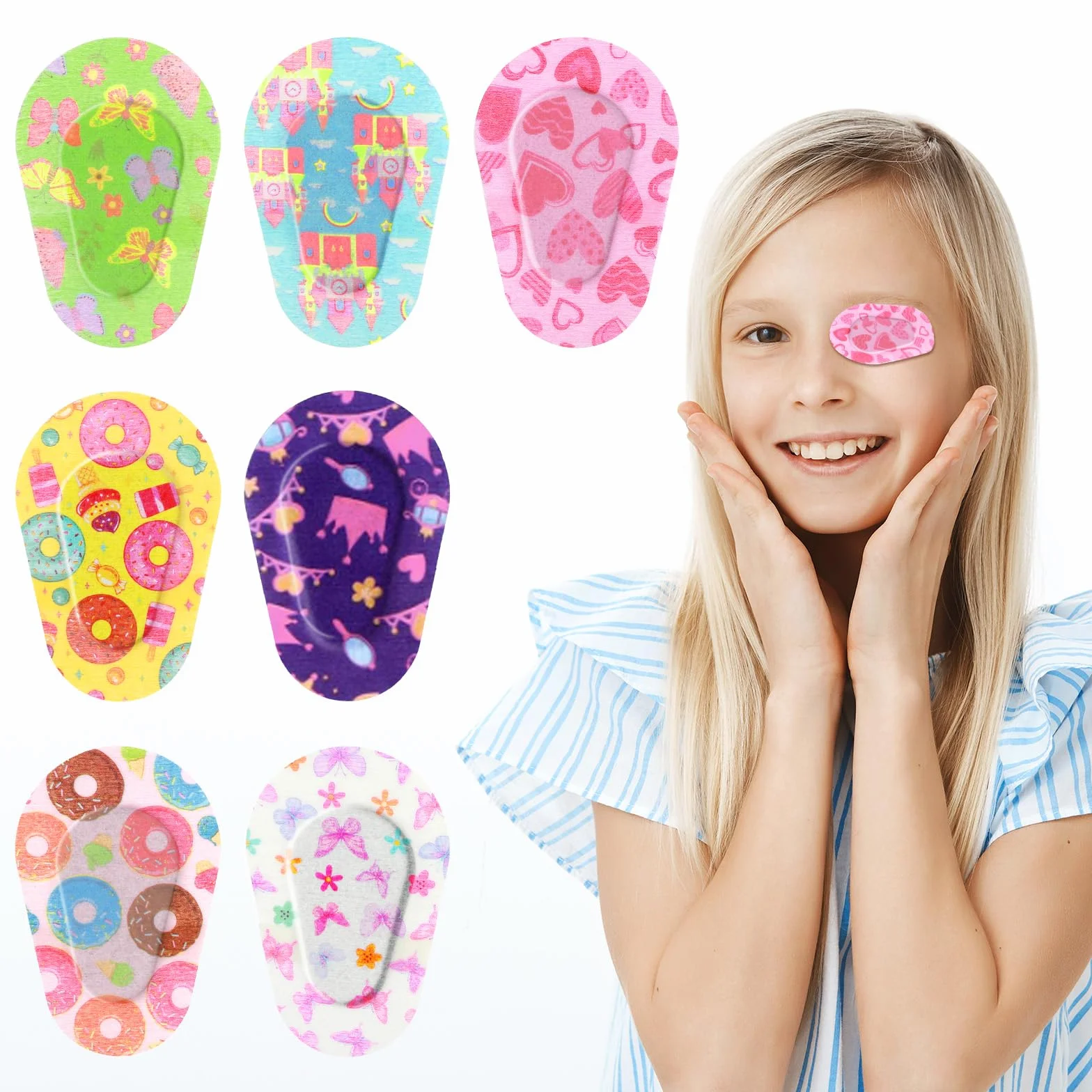 Pansements oculaires autocollants respirants jetables pour enfants - Lot de 24