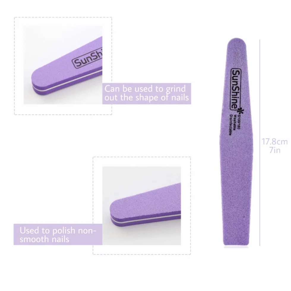Limes à Ongles Professionnelles 5 Pièces Double Face pour Manucure