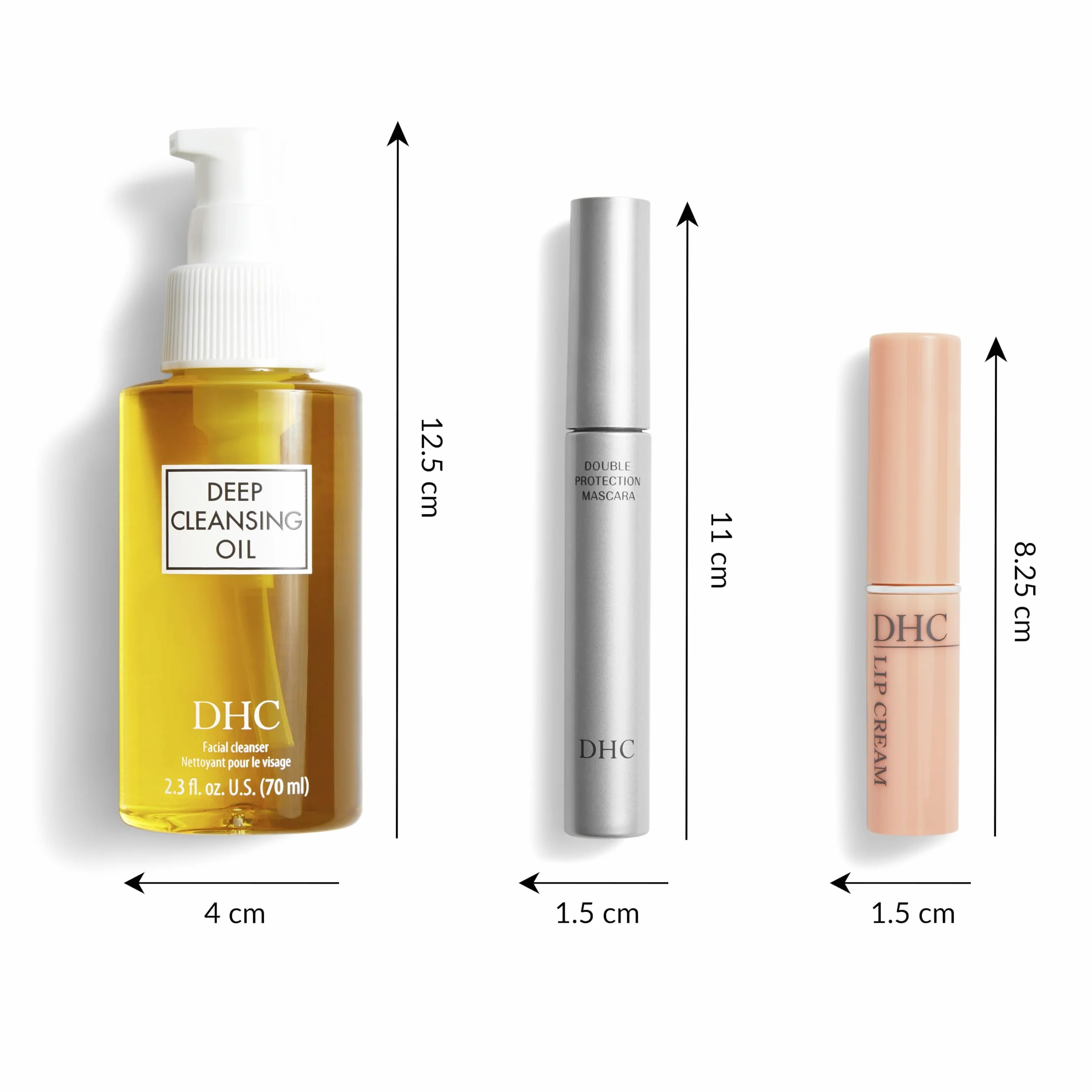 DHC Deep Cleansing Oil 70ml, Lip Cream 1.5g and Mascara Perfect Pro Double Protection 5g