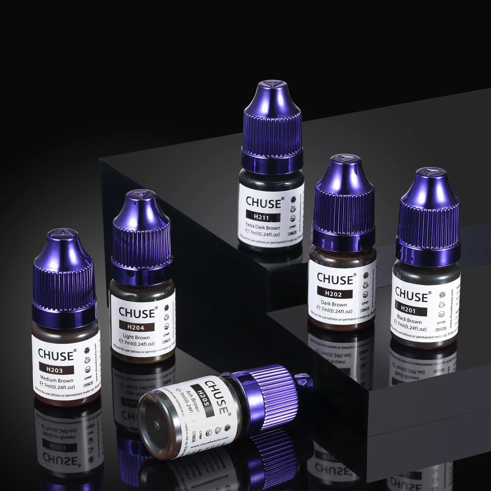 CHUSE Pigments liquides hybrides pour sourcils PMU 0,24 oz/7 ml (H202 Brun foncé)