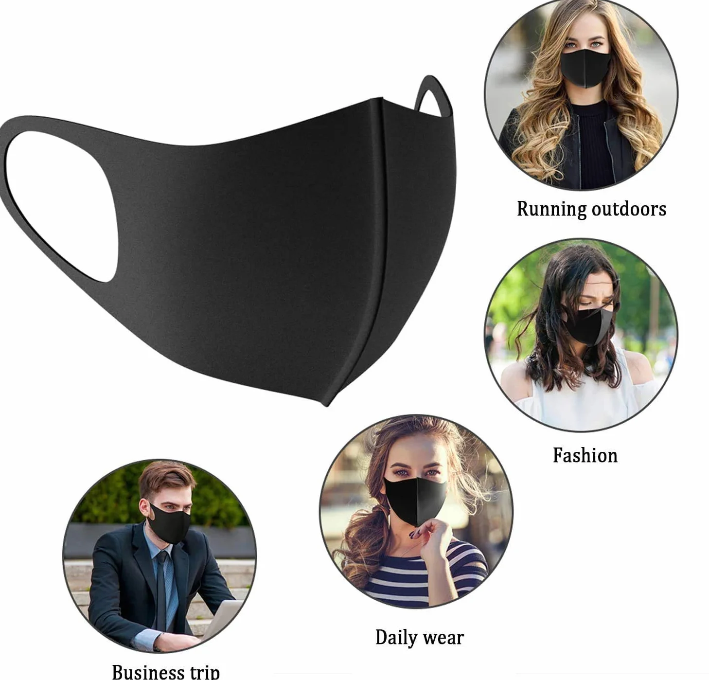 Boolavard Lot de 3 masques lavables réutilisables anti-poussière anti-pollen protection gouttelettes