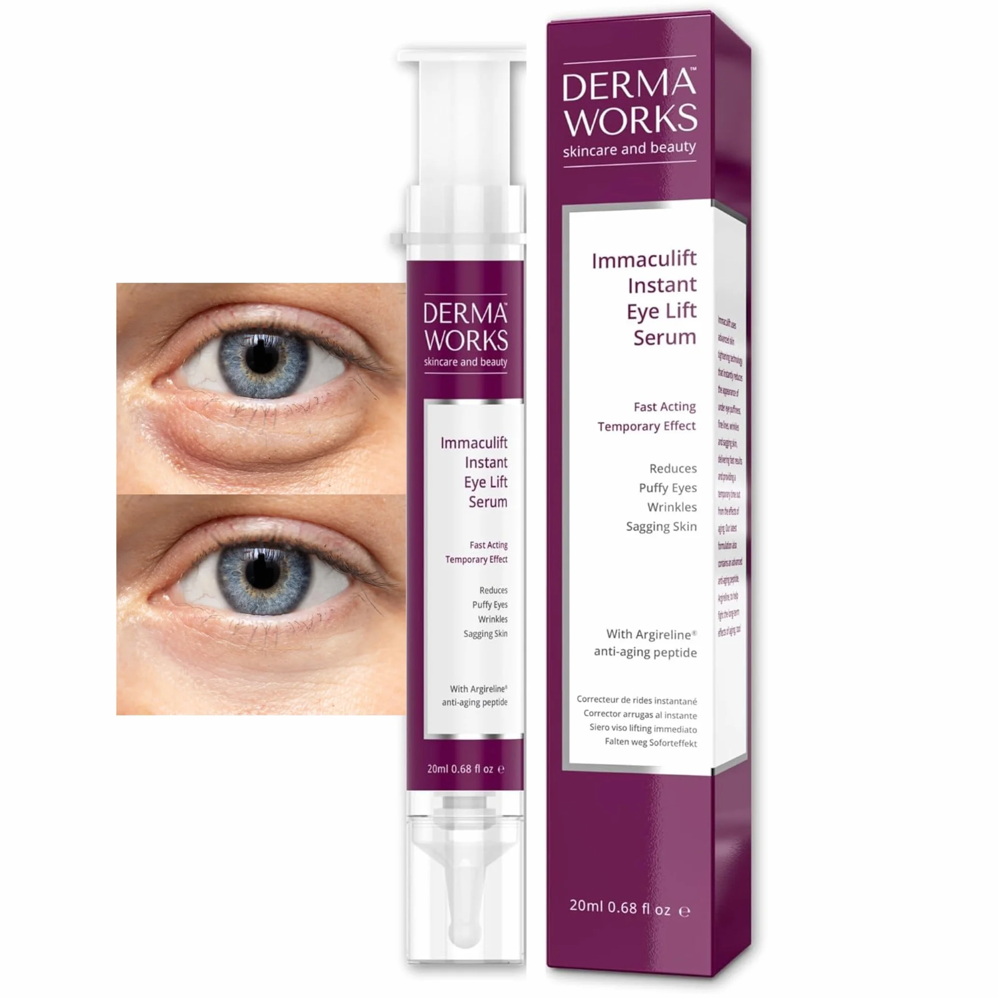 DERMAWORKS Immaculift Sérum Liftant Instantané Anti-Rides Puissant Effet Tenseur Immédiat Lifting Visage Contour Redéfini