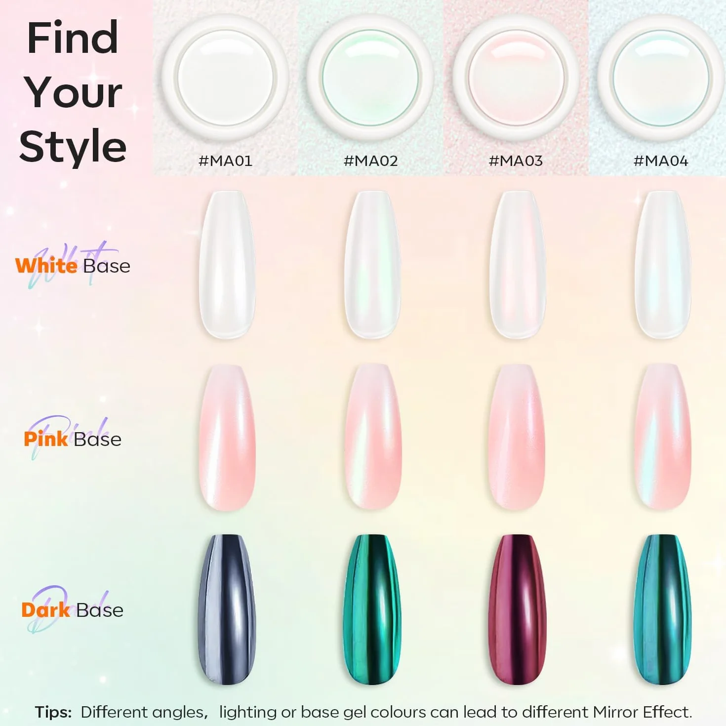 Modelones Lot de 13 poudres à ongles chromées - Poudre à paillettes pour ongles