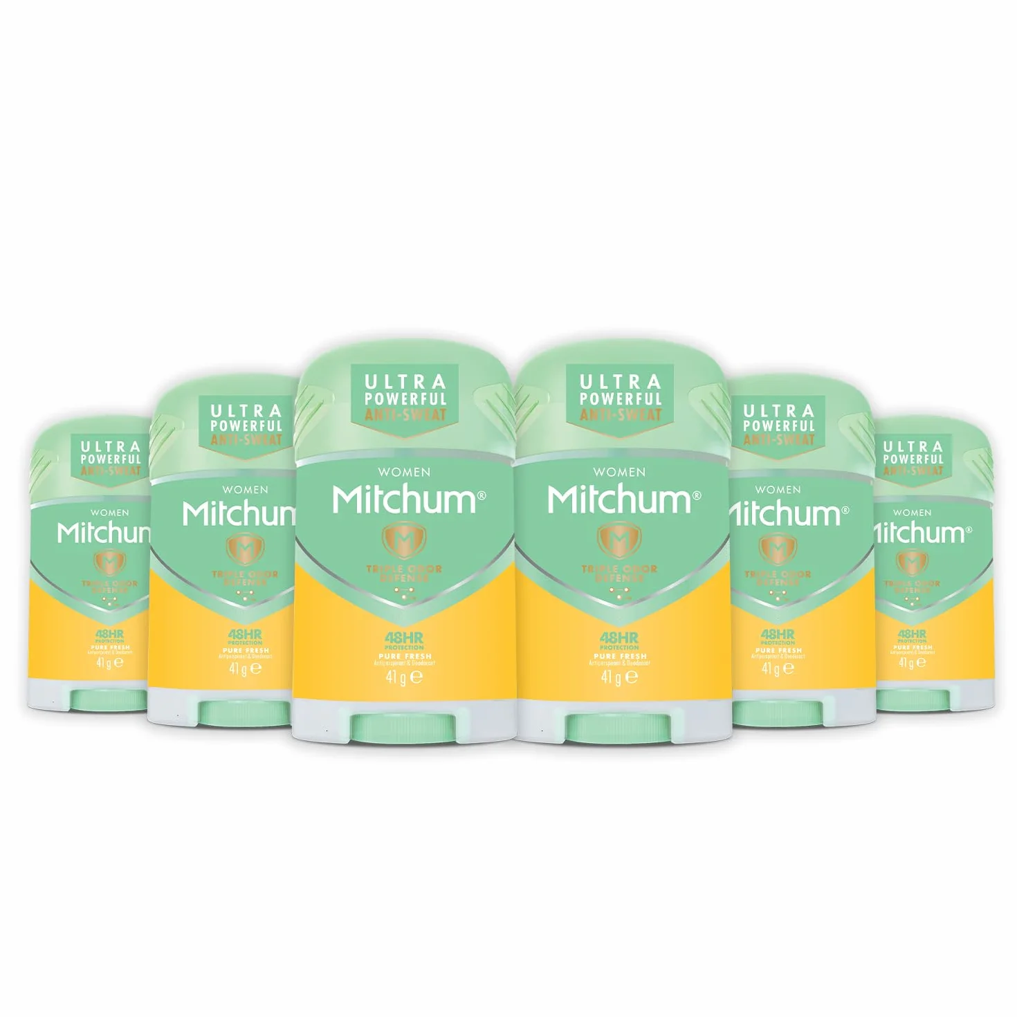 Déodorant et Antisudorifique Revlon Mitchum pour Femmes Triple Odor defense, 48 Heures de Protection, Pure Fresh, Testé par des dermatologues, 41 g (Lot de 6)