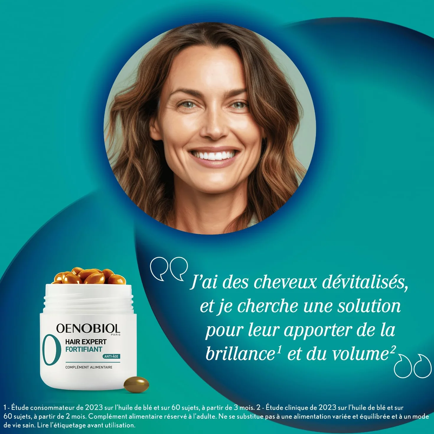 Oenobiol HAIR EXPERT Complément alimentaire Chute de cheveux Anti-Âge 60 comprimés