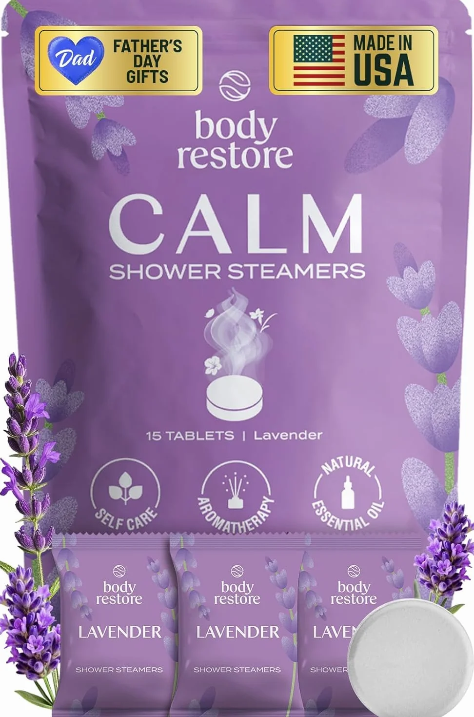 Body Restore Bath Bombs 15 Pack Lavender Scent Aromatherapy Relaxation Gifts for Women Men Stress Relief