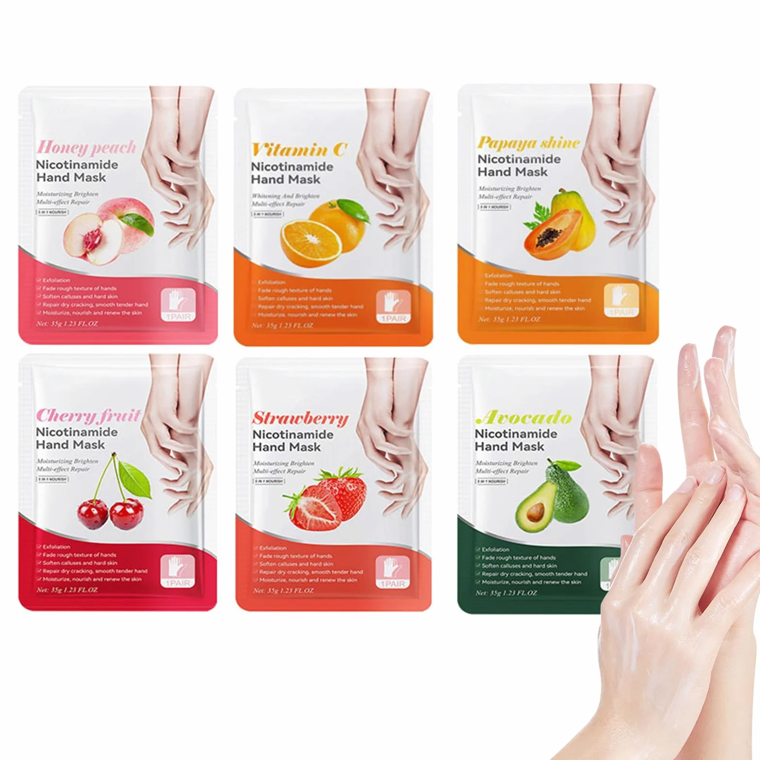 Masque Mains Hydratant 6 Paires Gants Soin Exfoliant Membrane Paume