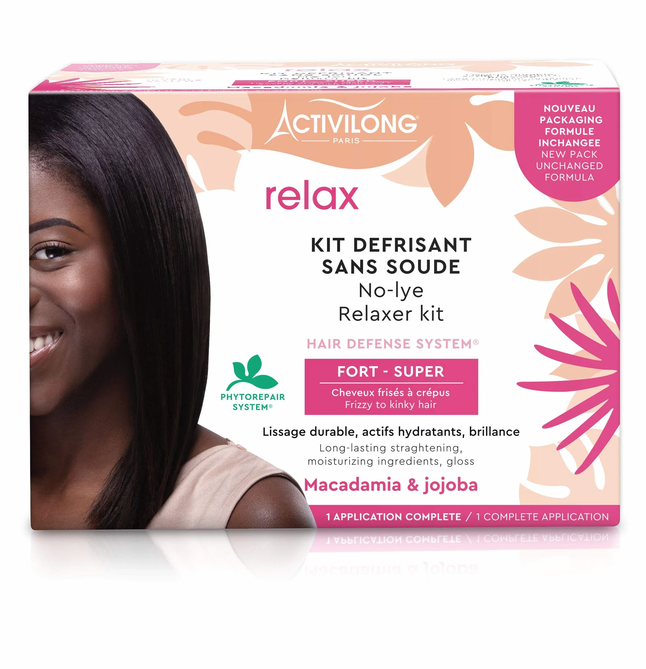 ACTIVILONG Kit Défrisant Sans Soude Fort Cheveux Fins À Normaux Macadamia Et Jojoba Made In France