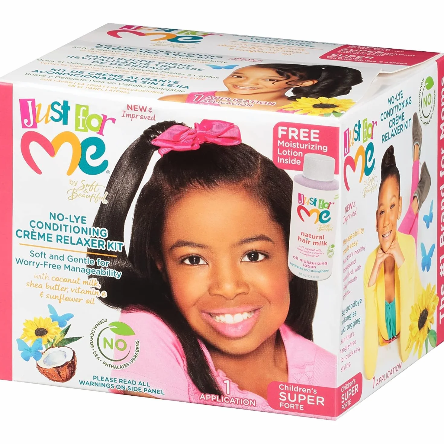 Just for me Kit défrisant cheveux pour enfants Fort lait de coco beurre de karité huile de tournesol
