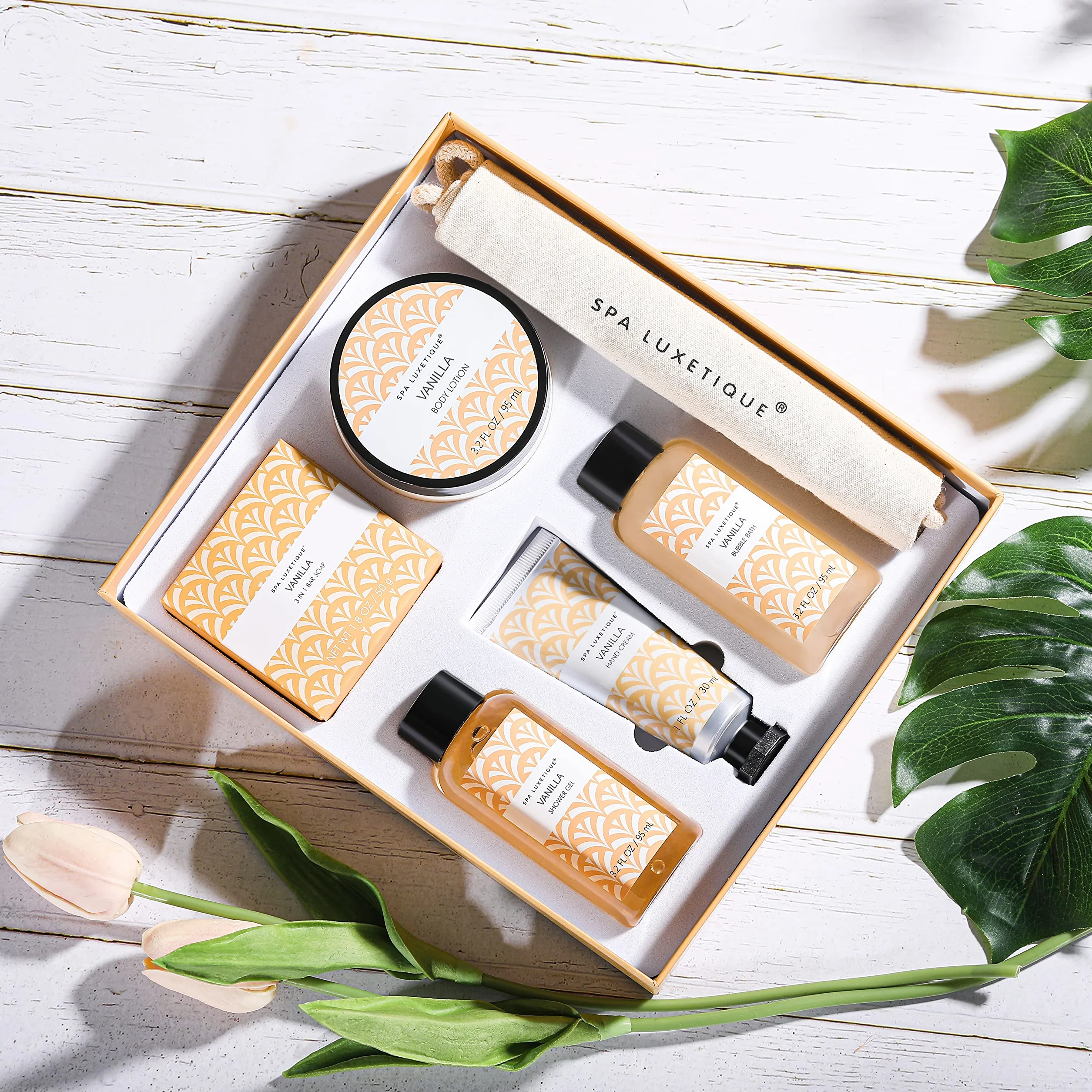 Spa Luxetique Coffret Soin Femme 6 Pièces - Vanille Bain Moussant Gel Douche Crème Mains Cadeau