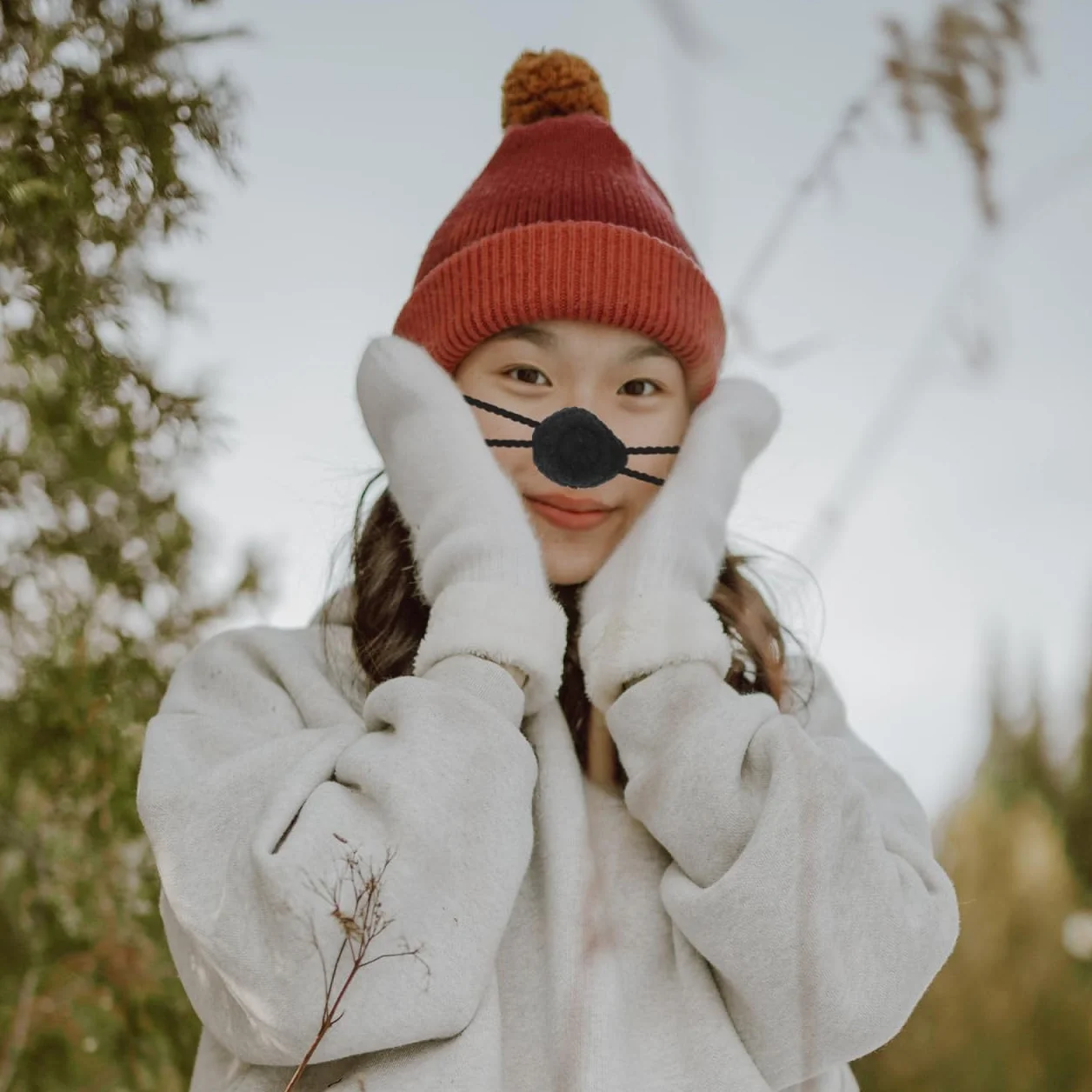 Chauffe-nez nasale souple fil tissé chaud chauffage hiver ski