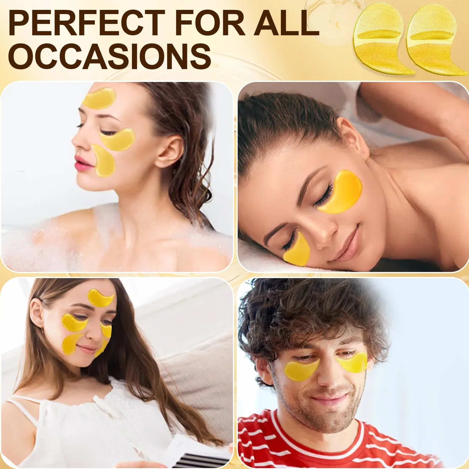60 Patchs Masque Yeux 24k Or Anti Cernes Acide Hyaluronique