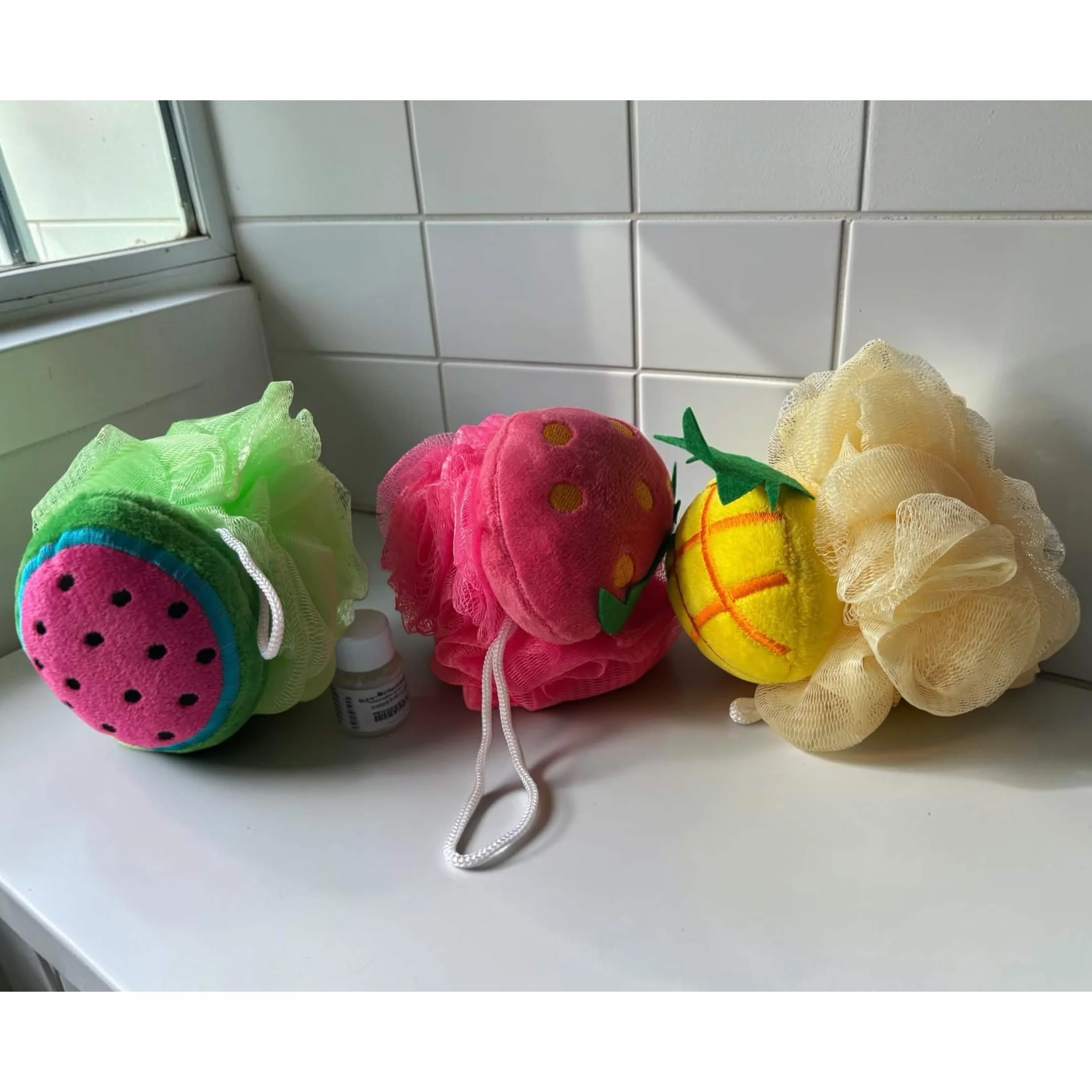 Lot de 2 Fleurs de Bain Douces et Exfoliantes - Éponges de Douche avec Ficelles