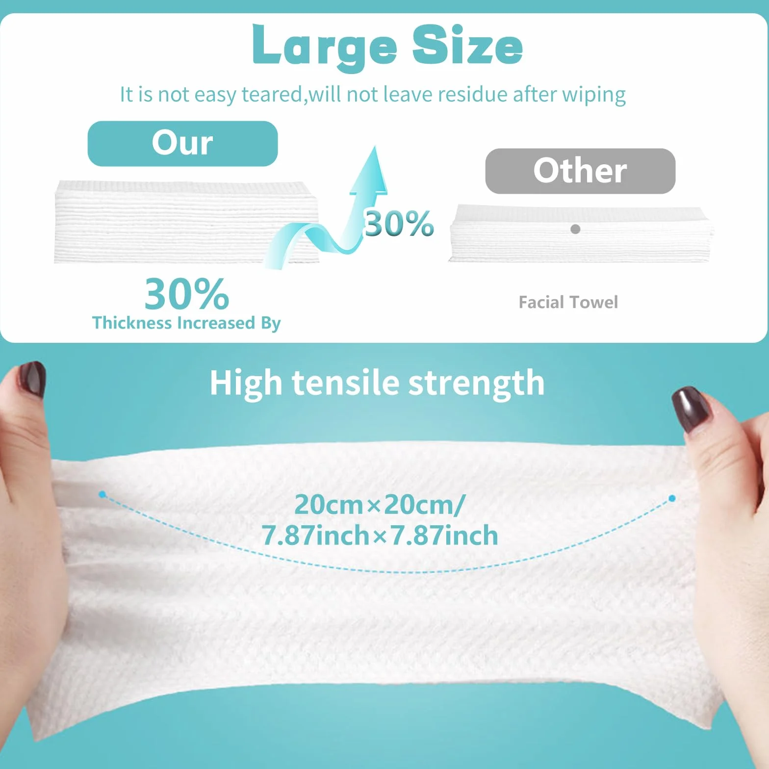Serviettes Jetables Visage 100 Pièces Coton Doux Biodégradables Démaquillant Nettoyage
