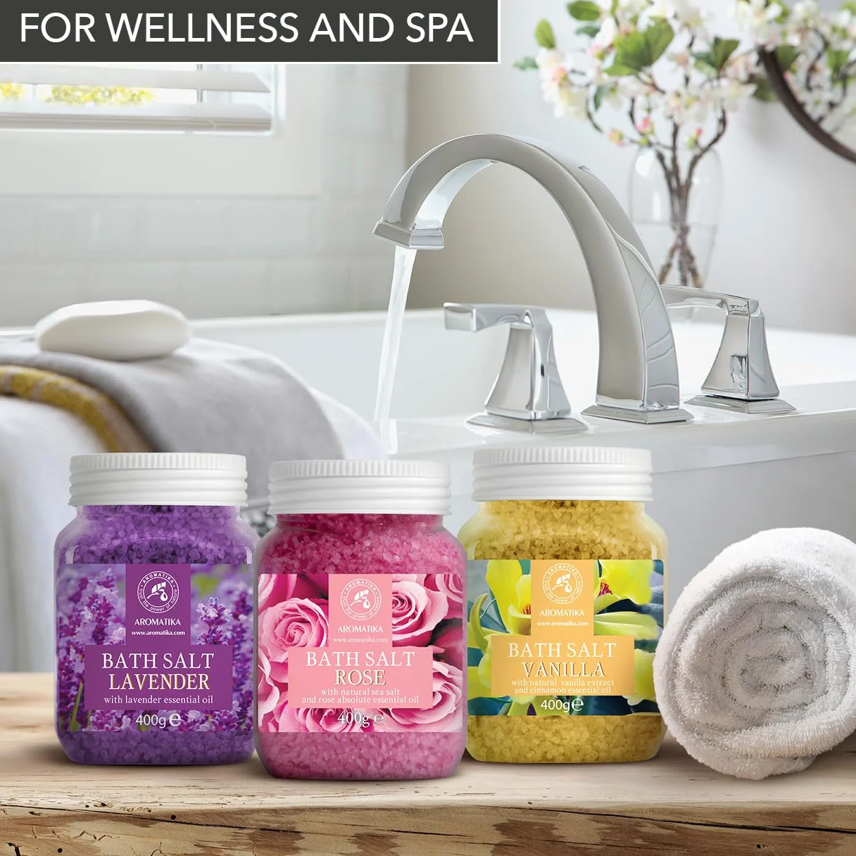 Sels de Bain Set 3x400g Lavande Rosa Eucalyptus Naturelle