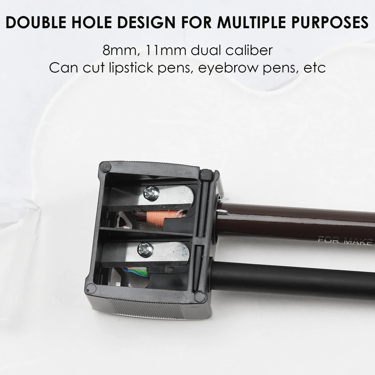 Taille Crayon Maquillage Double Trou pour Crayons Jumbo Standard Eye-liner Lèvres Sourcils (2pcs)