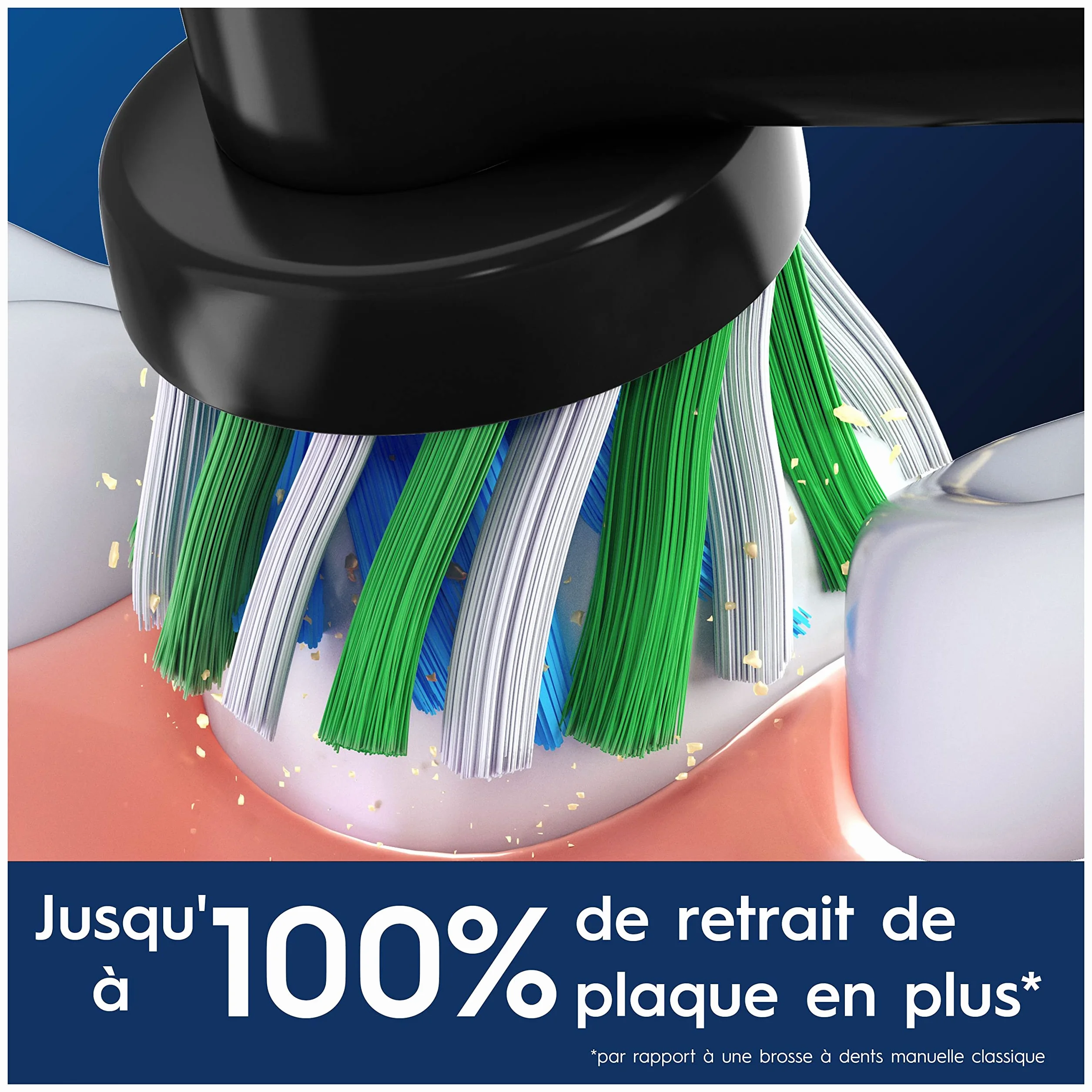 Oral-B Cross Action Brossettes de Rechange Lot de 4 Noires Recharges Brosse à Dents Électrique