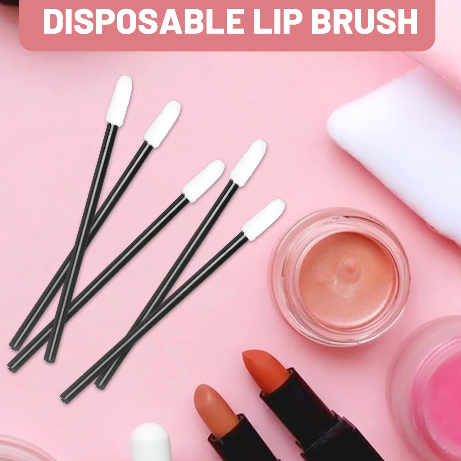 Pinceaux à lèvres jetables 300 pièces, applicateurs de rouge à lèvres, outil de maquillage beauté noir