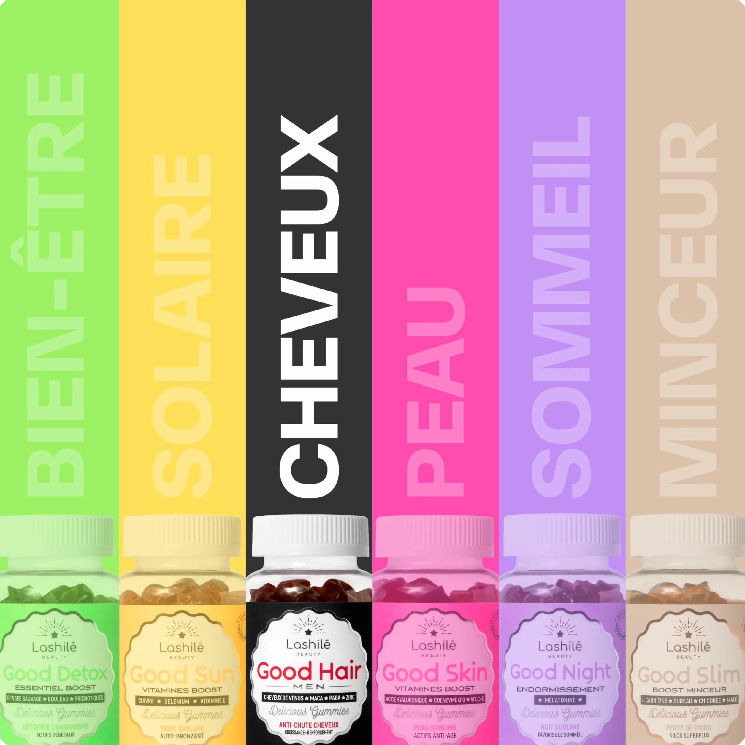 Lashilé Beauty Complément Alimentaire Anti-Chute Cheveux & Renforcement Capillaire Croissance & Densité Good Hair Men Zinc Maca 60 Gummies