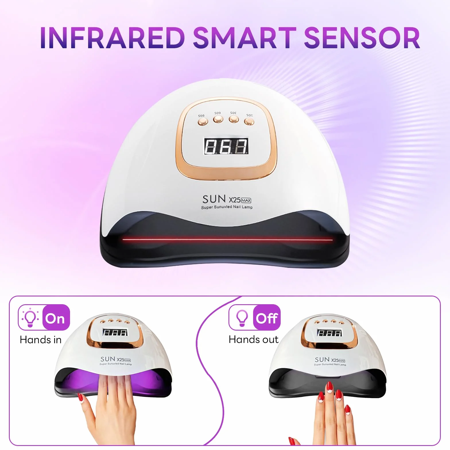 380W UV LED Nail Lamp,Sécheur de gel de vernis à ongles avec 81 perles, lampe UV pour ongles avec 4 réglages de minuterie, Sécheur LED de gel pour vernis à ongles avec capteur automatique, écran LCD