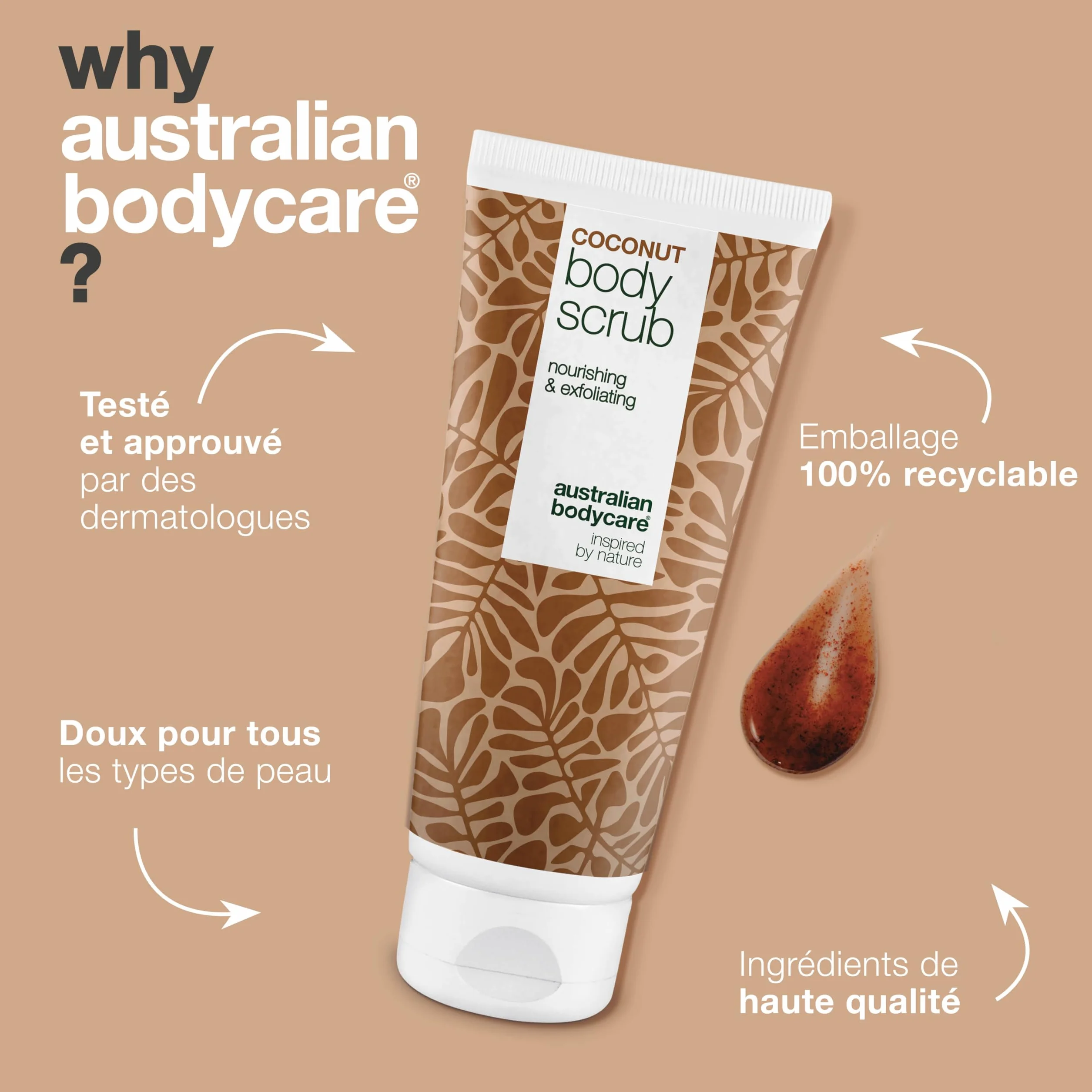 Australian Bodycare Gommage Corporelle Coco Body Scrub Exfoliant pour Impuretés, Boutons, Dos et Pieds