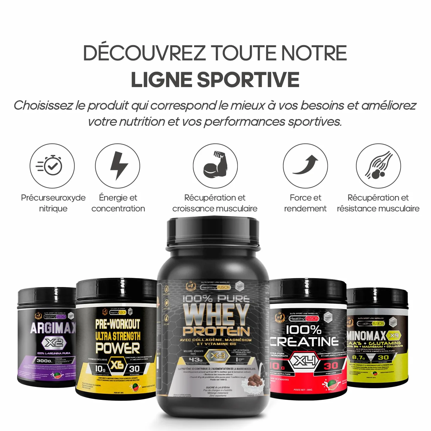 Healthy Fusion Whey Protein 43 g/dose Protéine Whee Pure avec Collagène Magnésium Vitamine B6 Chocolat 1kg