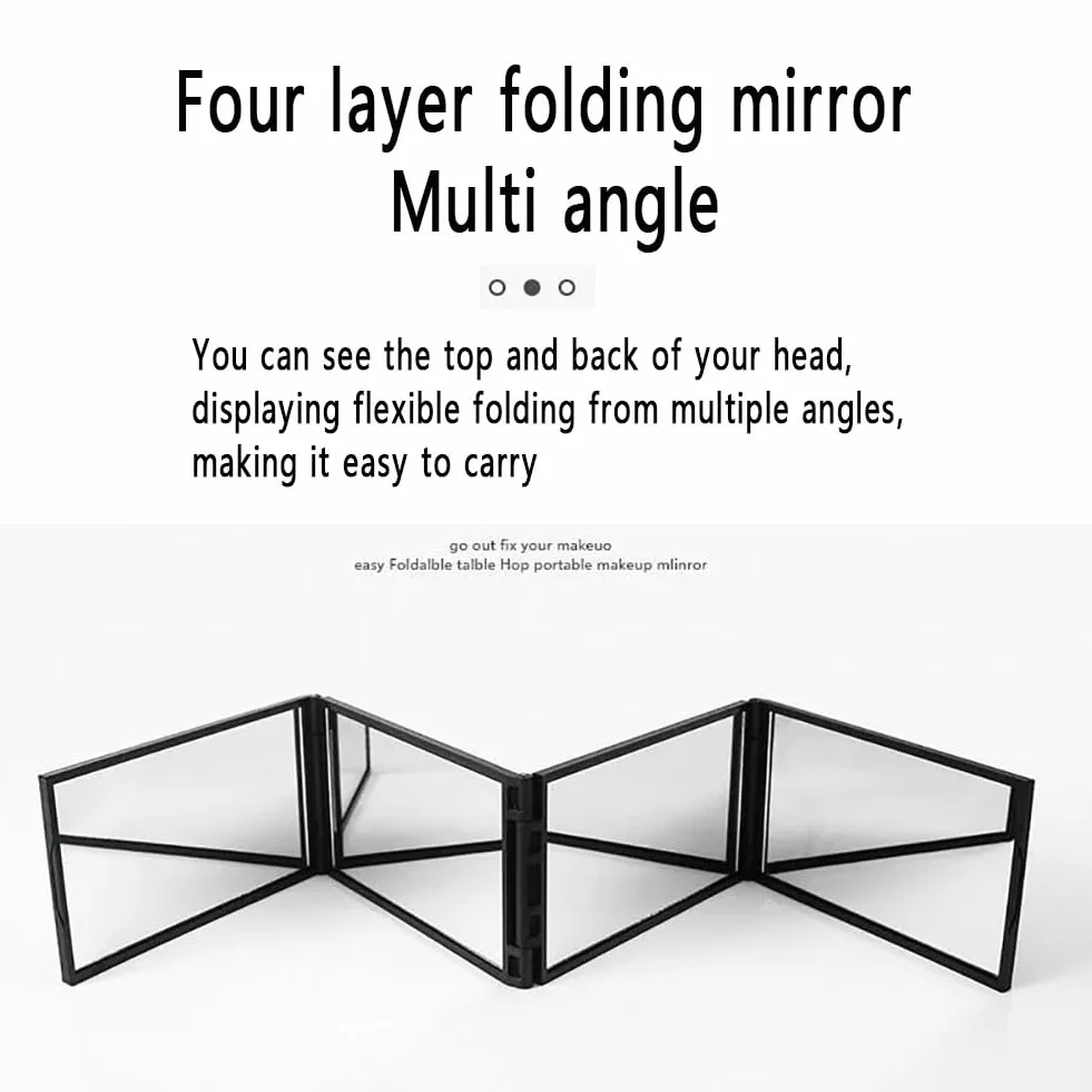 Miroir de Maquillage Pliable à 360 degrés, Miroir à Quatre Voies Portable pour Coiffage et Beauté