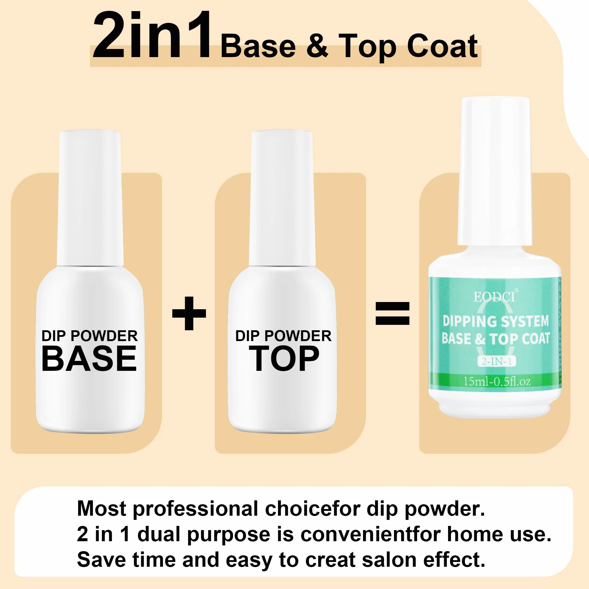 Dip Powder Liquid Set 2 en 1 Base Top Coat Activateur System Kit Trempage Poudre Ongles Acrylique Manucure