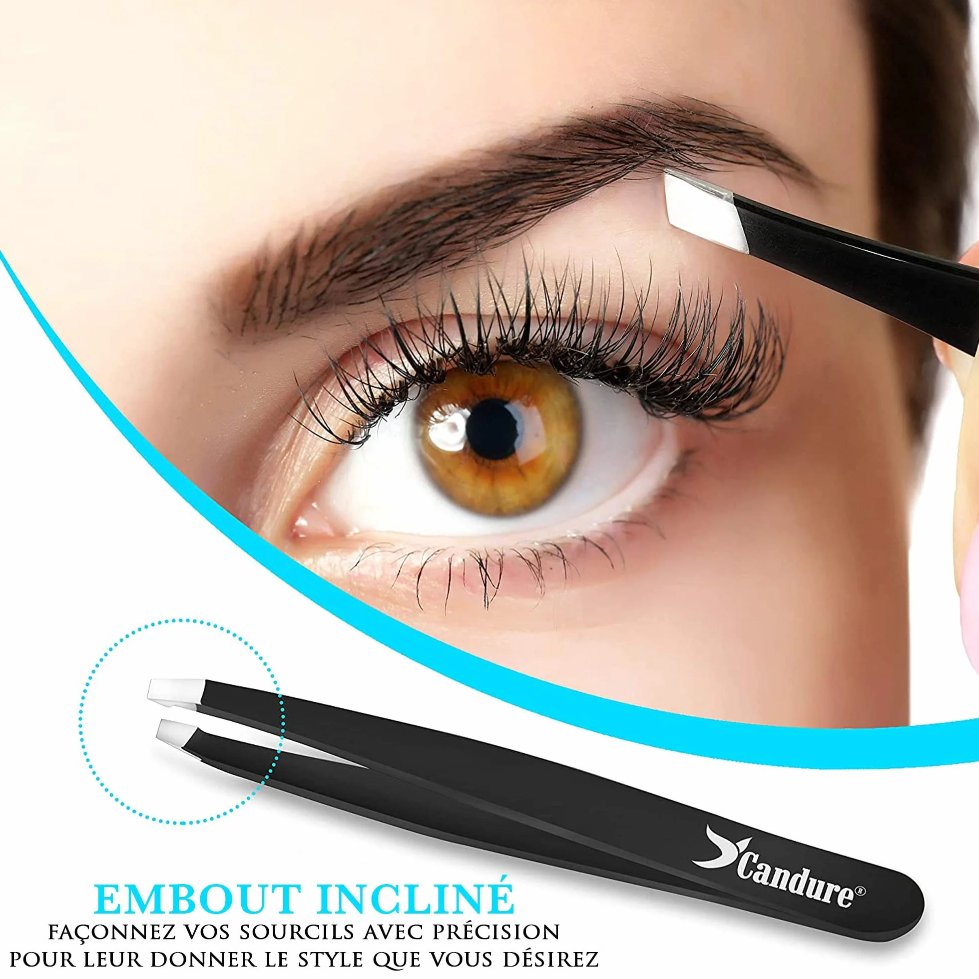 Candure Pince à Épiler Professionnelle Kit 4 Pincettes Acier Inoxydable Sourcils Précision