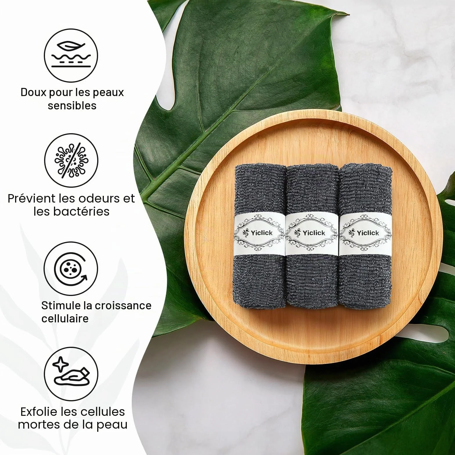 Yiclick Lot de 3 débarbouillettes exfoliantes japonaises coréennes pour le dos douche bain corps éponge africaine luffa