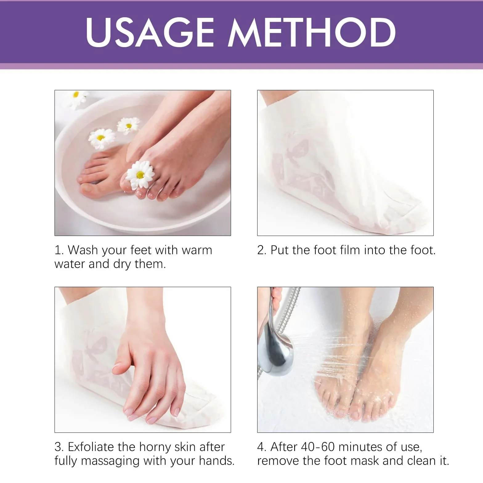 Masque Pied Peeling 5 Paires | Chaussette Exfoliante Pieds Secs Abîmés | Gommage Callus Soin Peau Morte