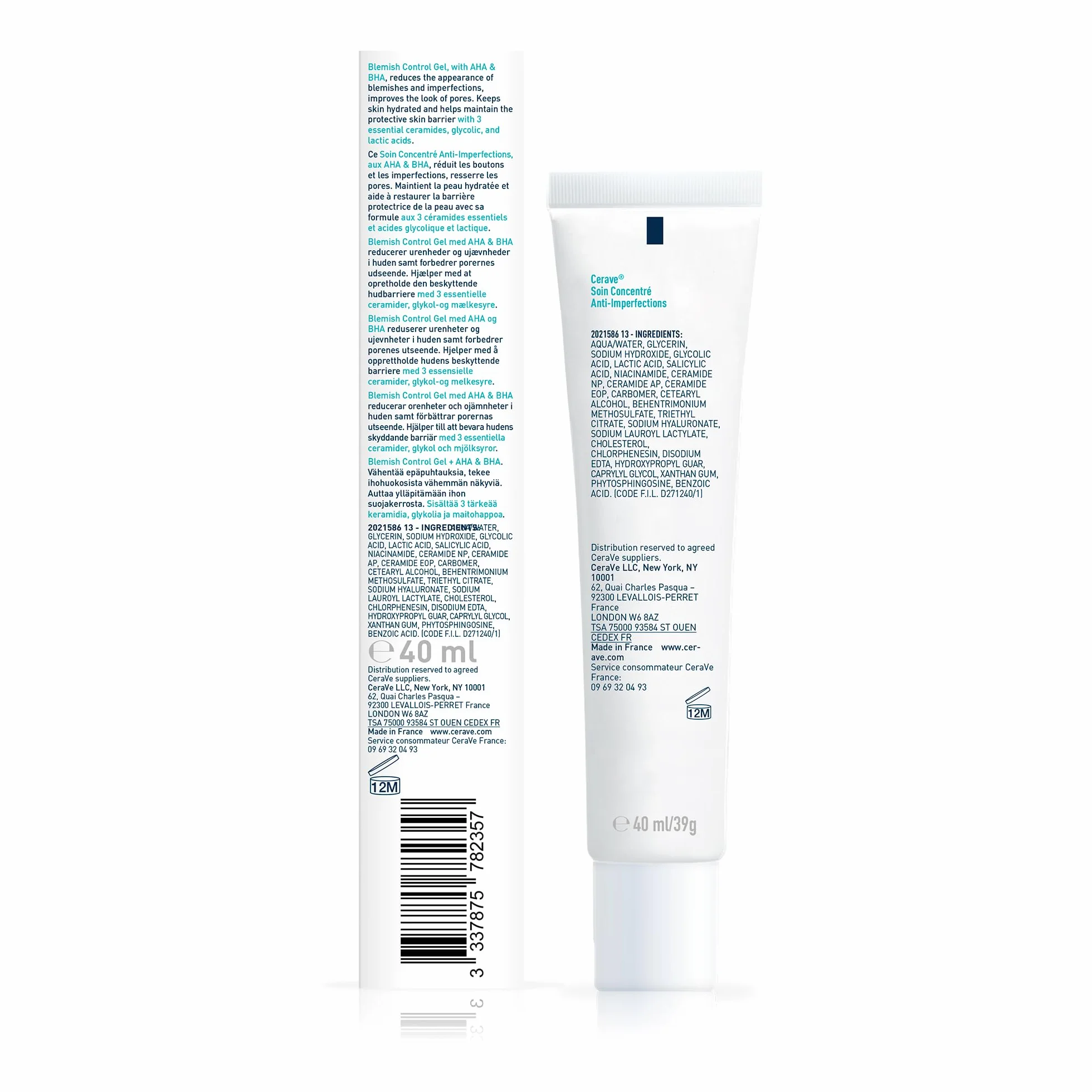 CeraVe Soin Concentré Anti-Imperfection AHA-BHA Acide Hyaluronique 3 Céramides Peau Acnéique 40 ml