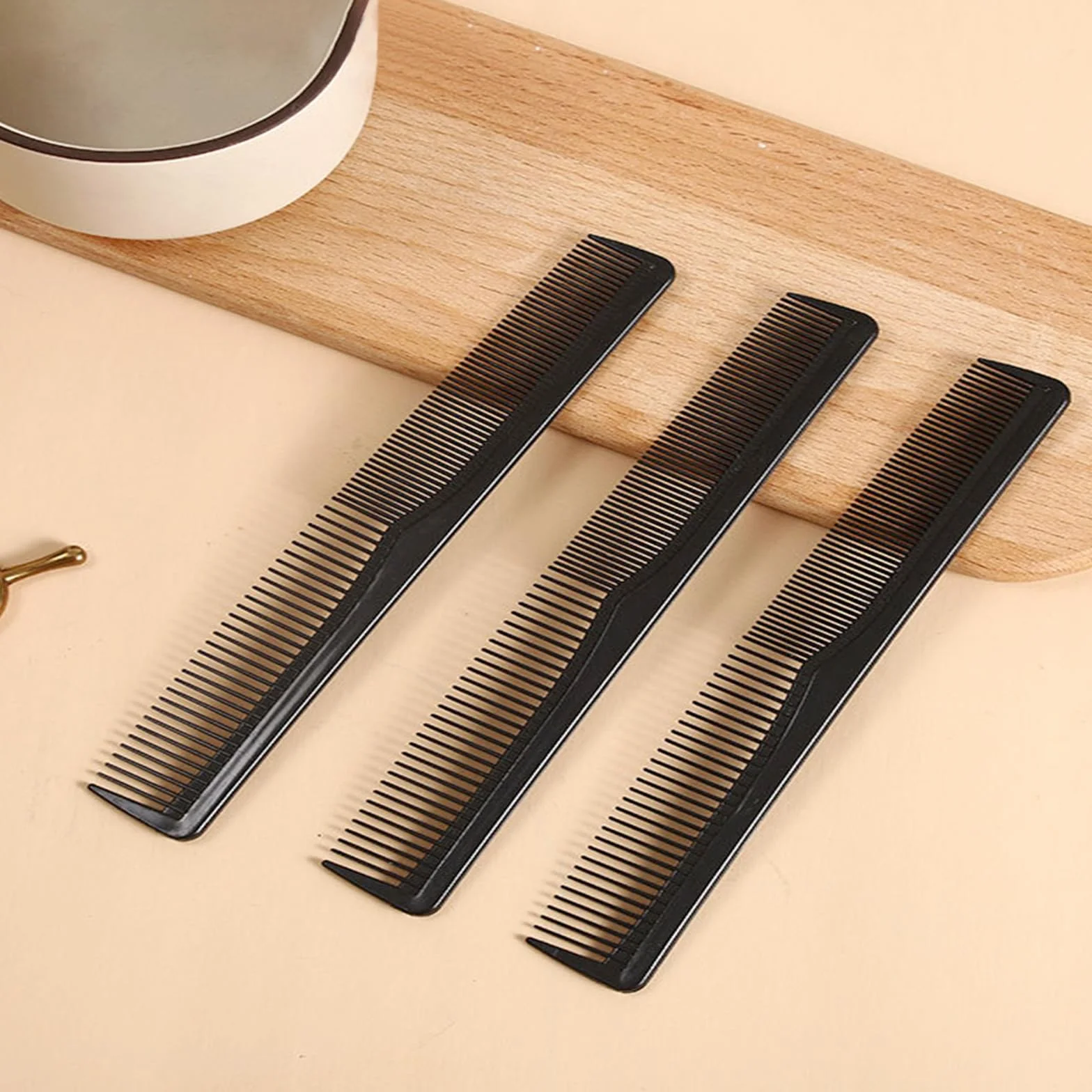 Peigne Cheveux Fin Homme Antistatique Carbone 18.7cm Dents Larges Fines Coiffure
