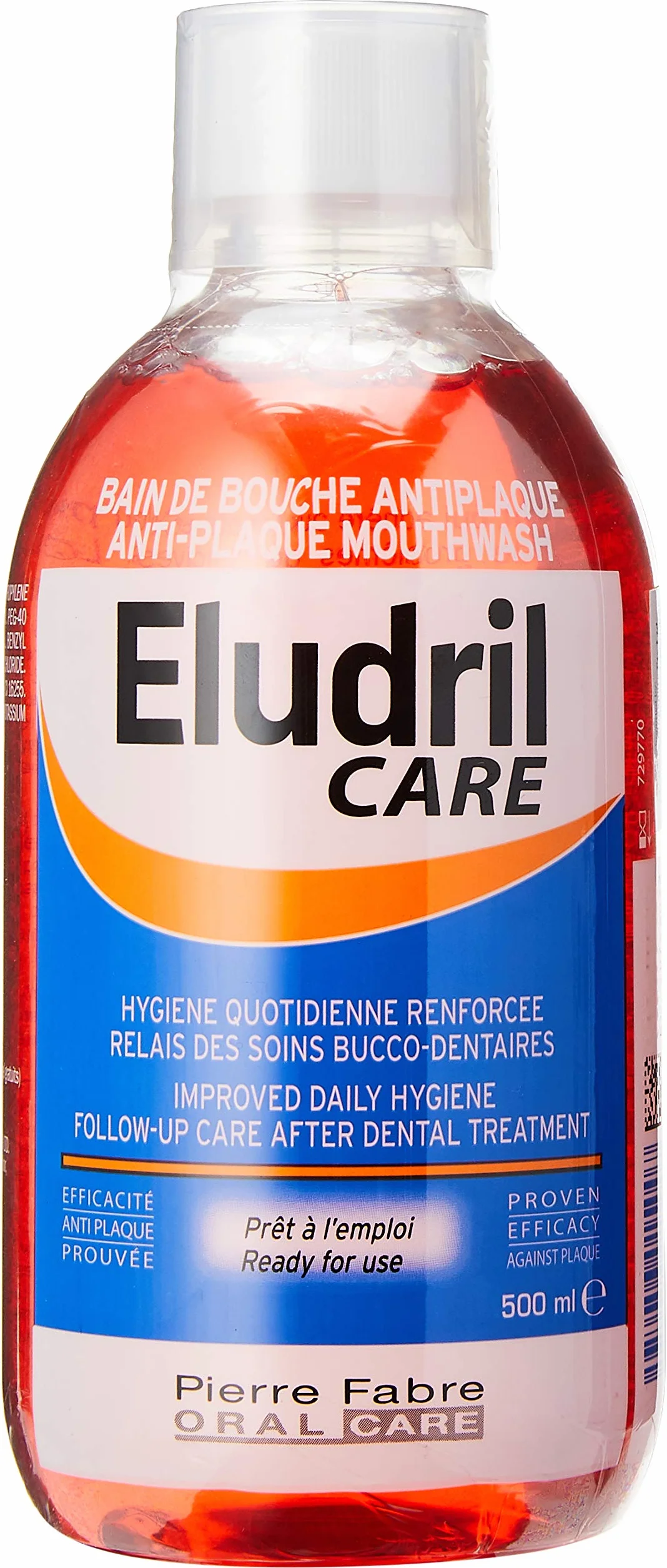Eludril Bain de Bouche Antiplaque 500 ml Antibactérien Apaisant Sans Menthe