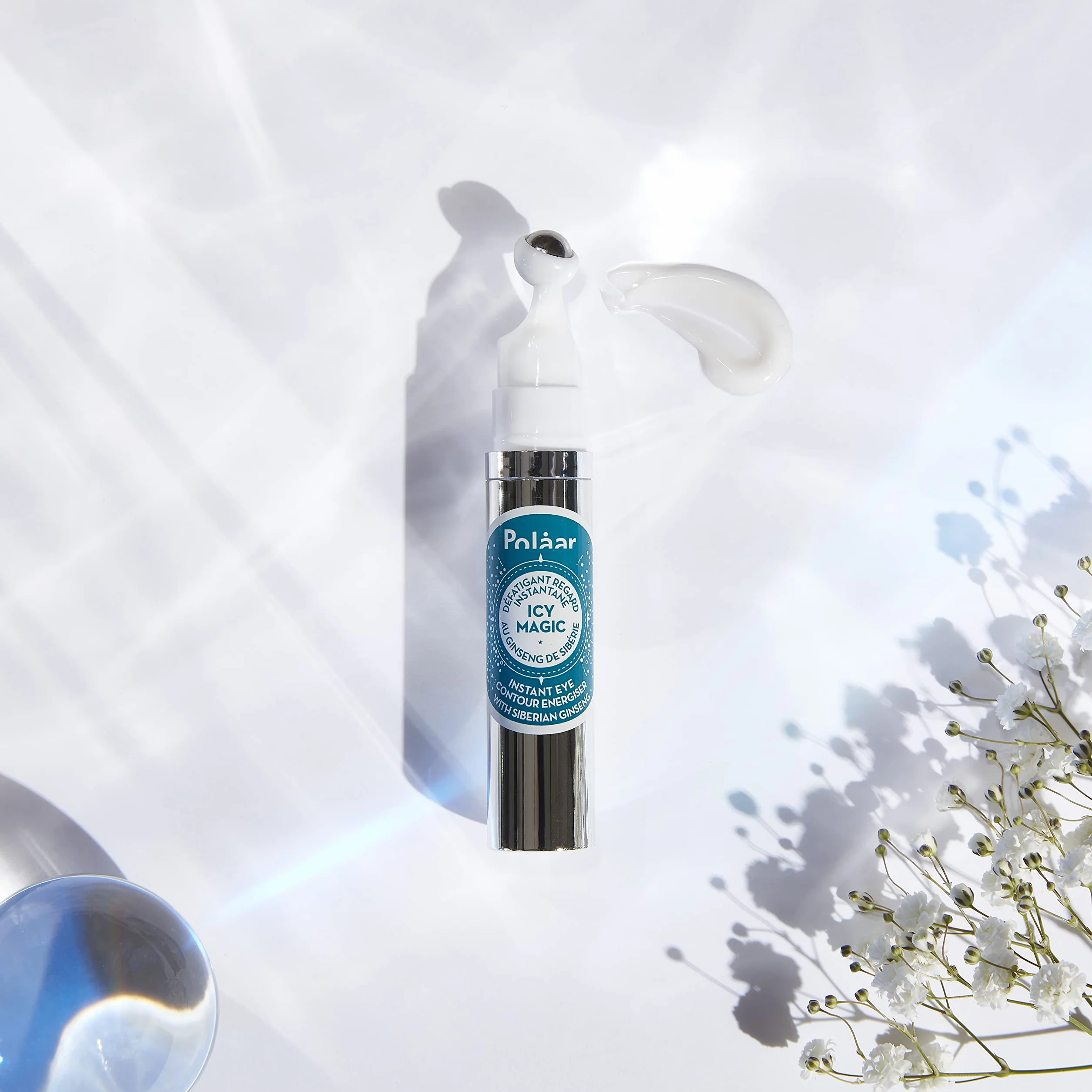 Polåar Roll-On Défatigant Regard Instantané Icy Magic Ginseng Sibérie Soin Contour des Yeux Bille Glacée Anti-Cernes Anti-Poches 92% Naturel Vegan Made in France 10ml