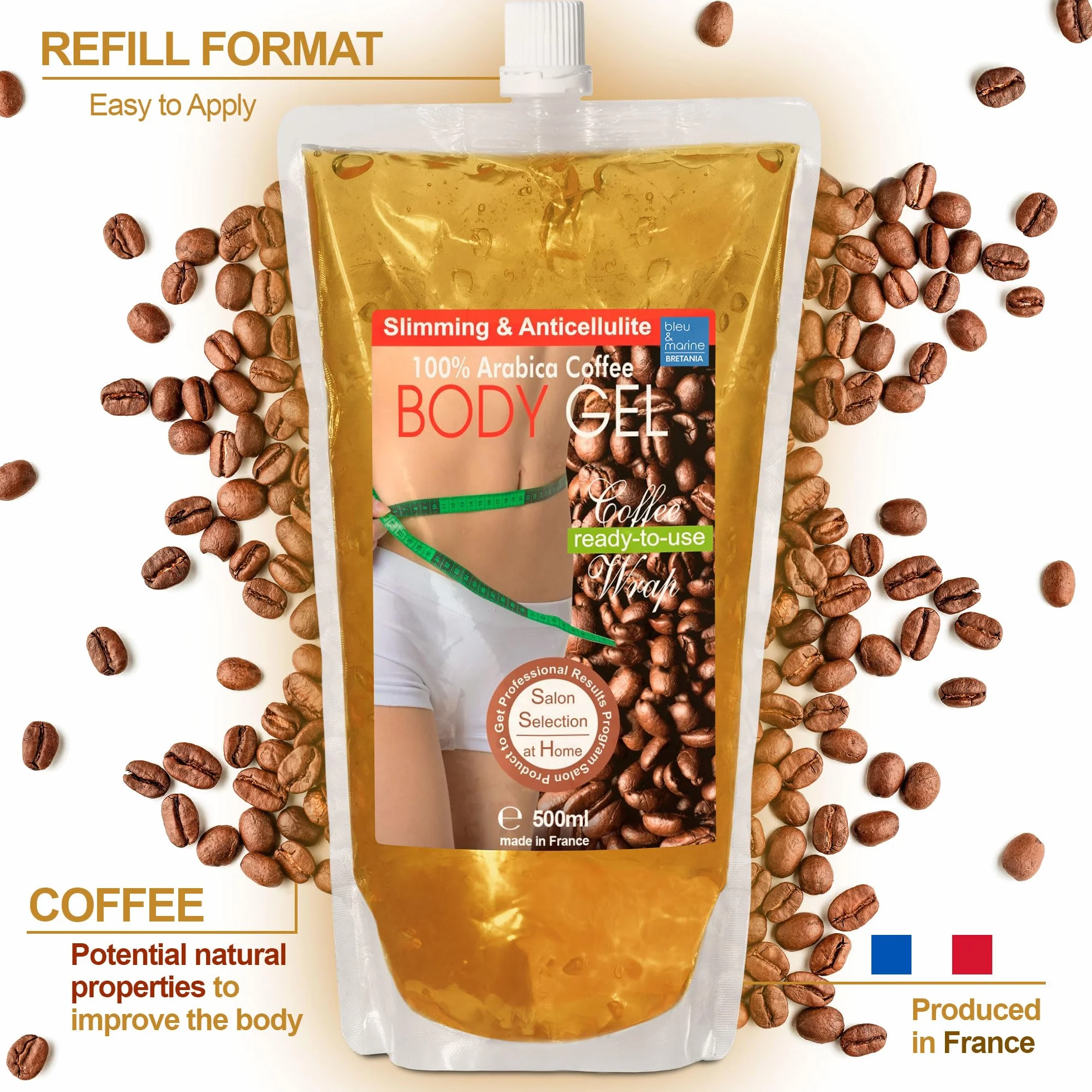 Gel Raffermissant et Anti Cellulite au Cafeine et Algues 1000 ml 1 L Intensif Traitement Puissant et Sculpteur du Corps (Jambes, Ventre, Fesses) pour une Peau 6x + Ferme et Tonique