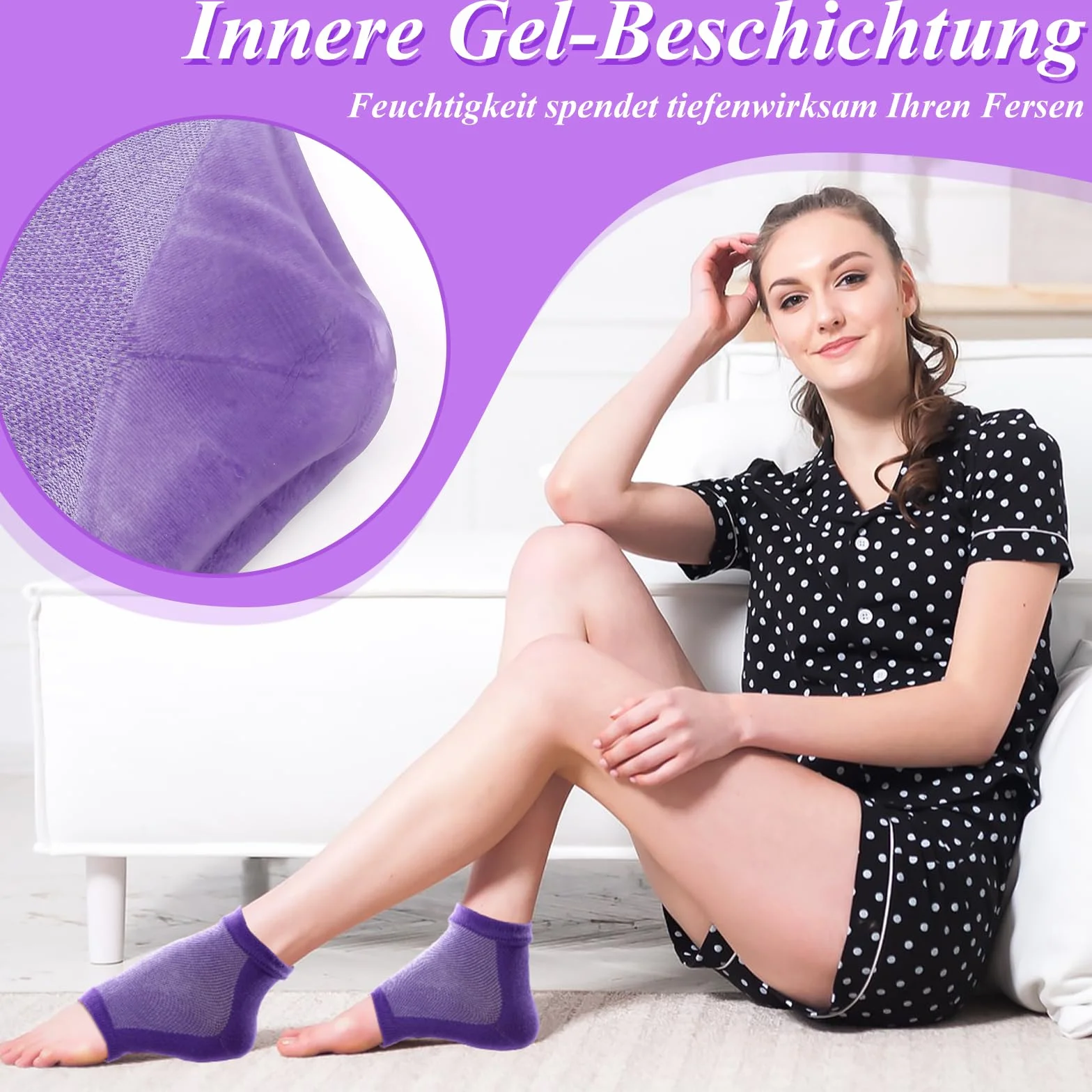Chaussettes hydratantes en gel lot de 5 paires sans orteils doublure gel pour callosités