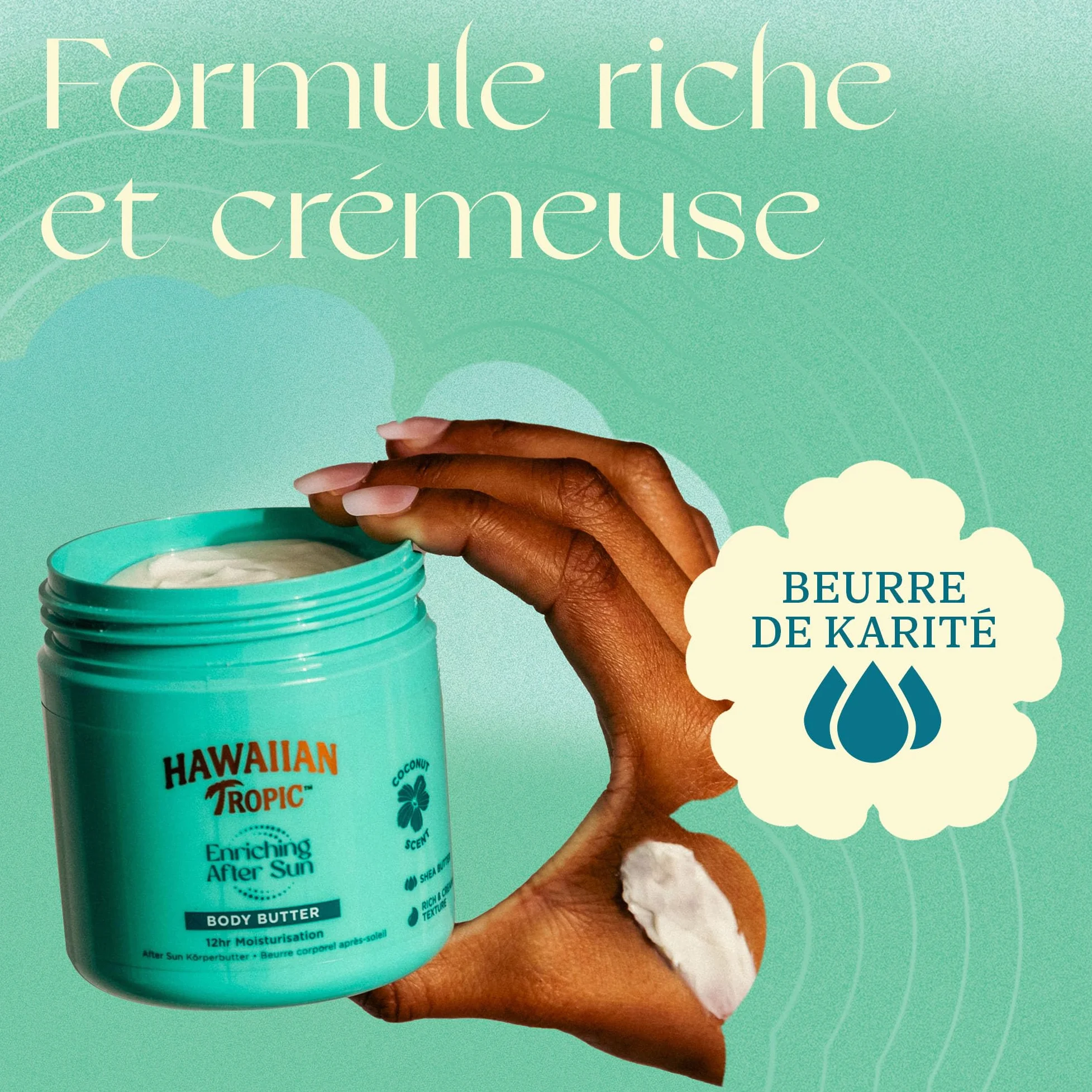Hawaiian Tropic Beurre Corporel Après-Soleil Enrichissant 250 ml, Hydratation 12 Heures, Beurre de Karité, Parfum Noix de Coco, Végan