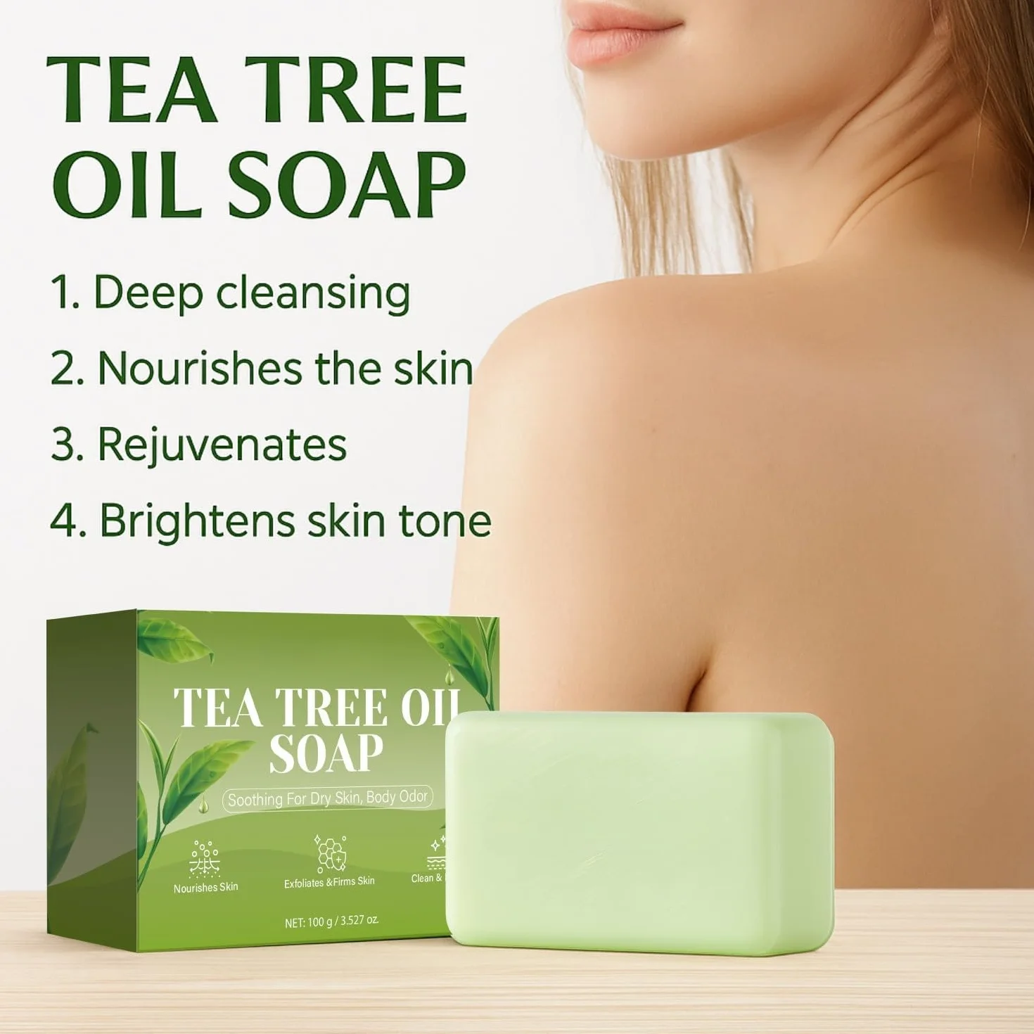 DermaVe Savon Anti-Mycoses à L'huile D'arbre à thé Formule à Base De Plantes Visage Corps 2 pièce