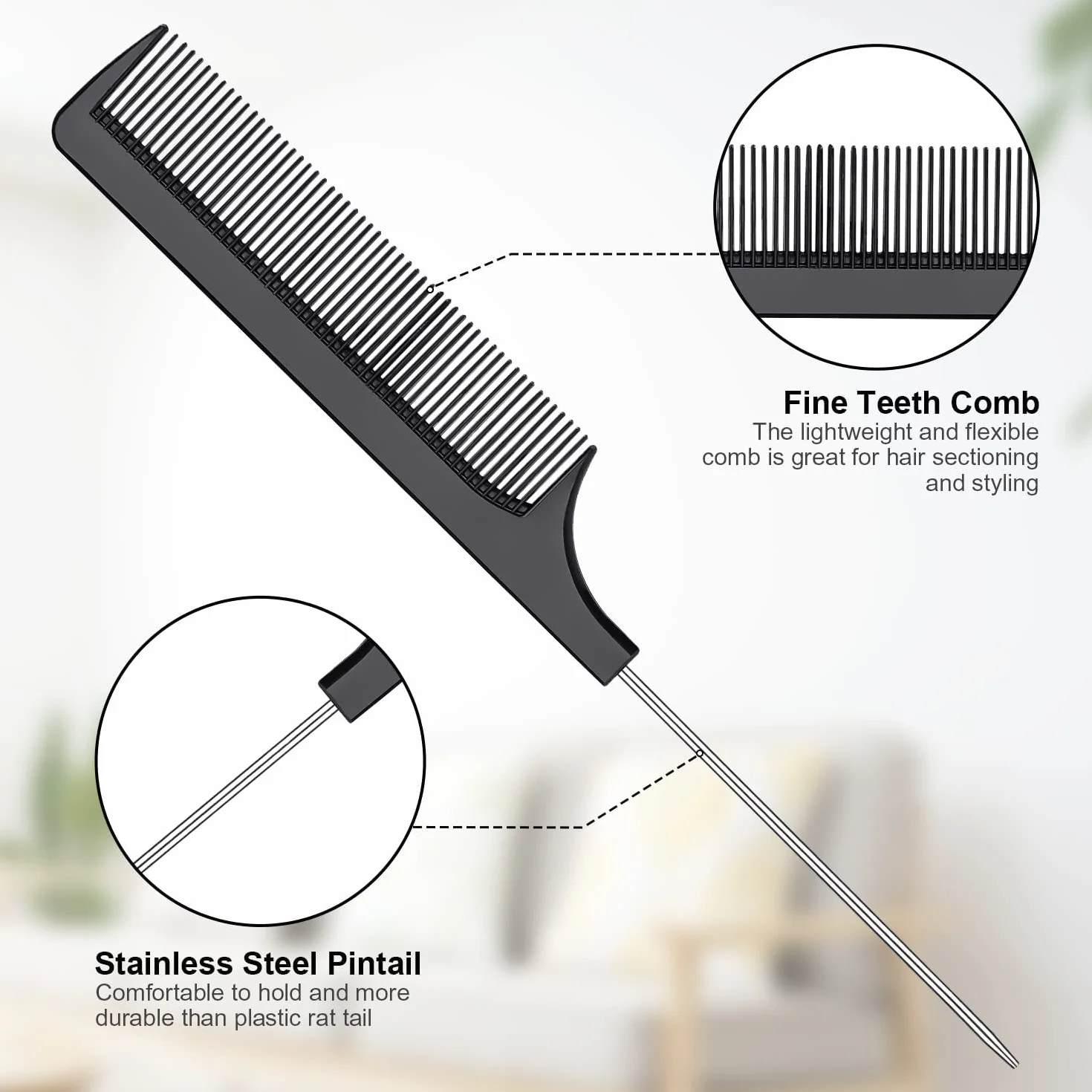 Peigne Baby Hair 3 Pièces Brosse Lissante pour Cheveux Noir