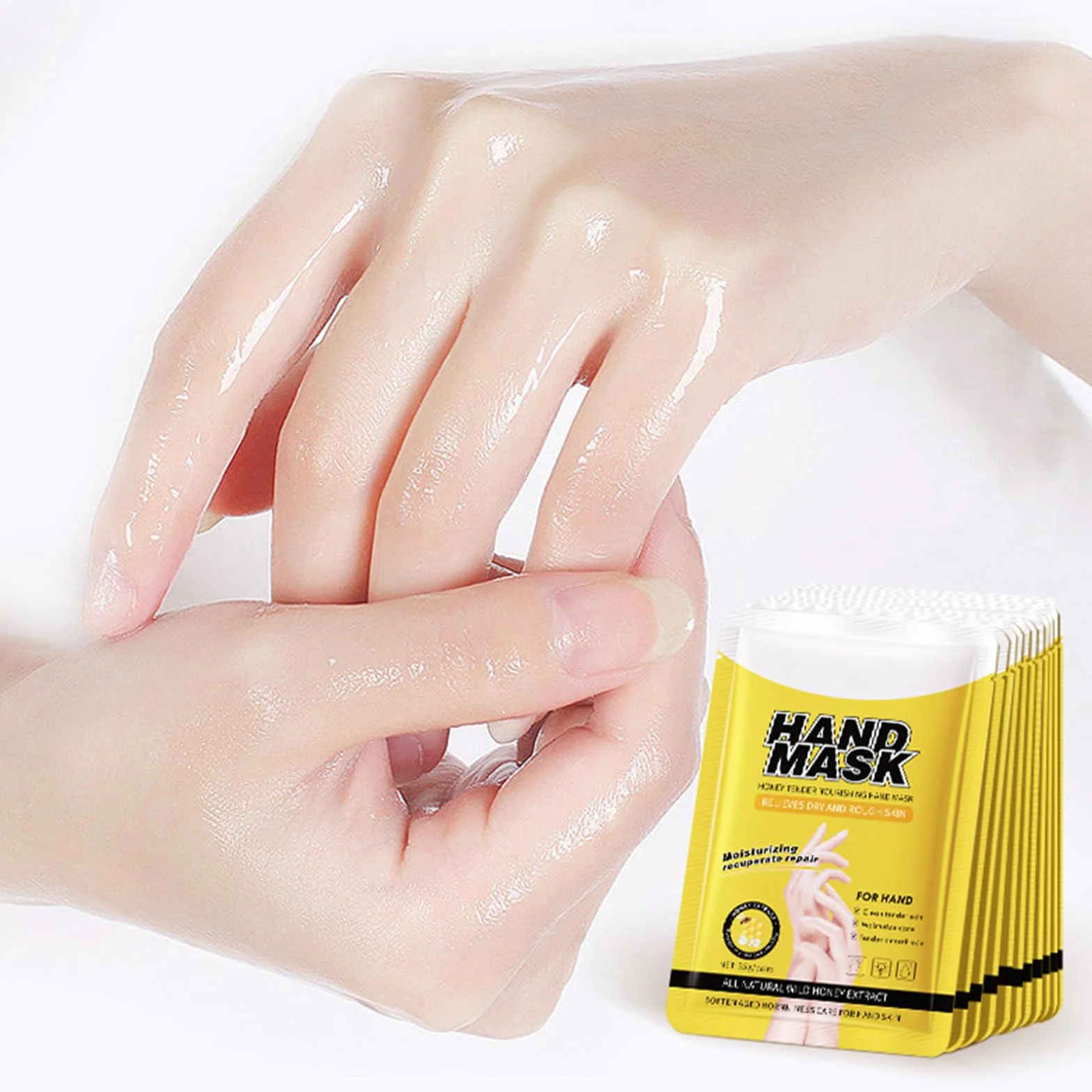 Set de 5 Masques pour les Mains – Lavande, Rose, Lait de Chèvre, Niacinamide, Aloe Vera, Miel – Réparation Peau Rugueuse