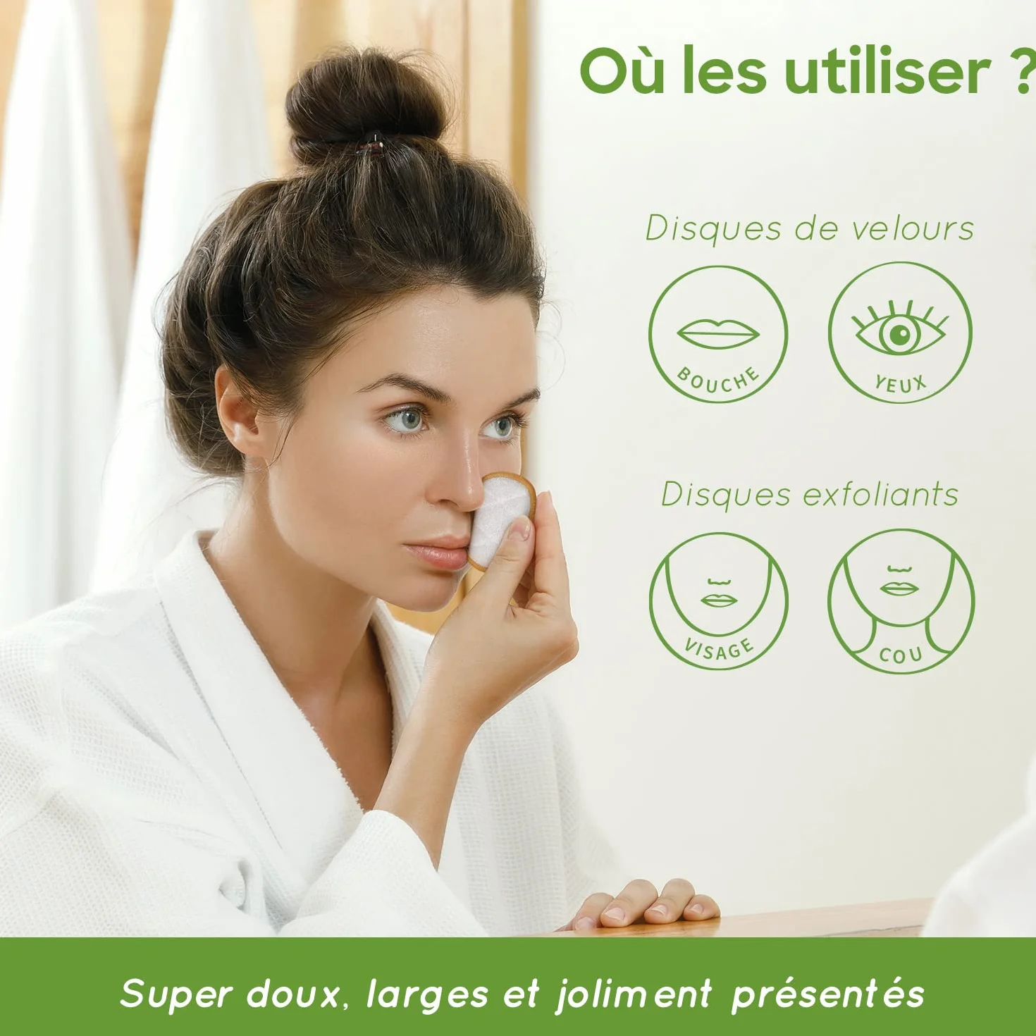 Bambaw Disques Démaquillants Lavables Lot de 22 avec Sac de Rangement
